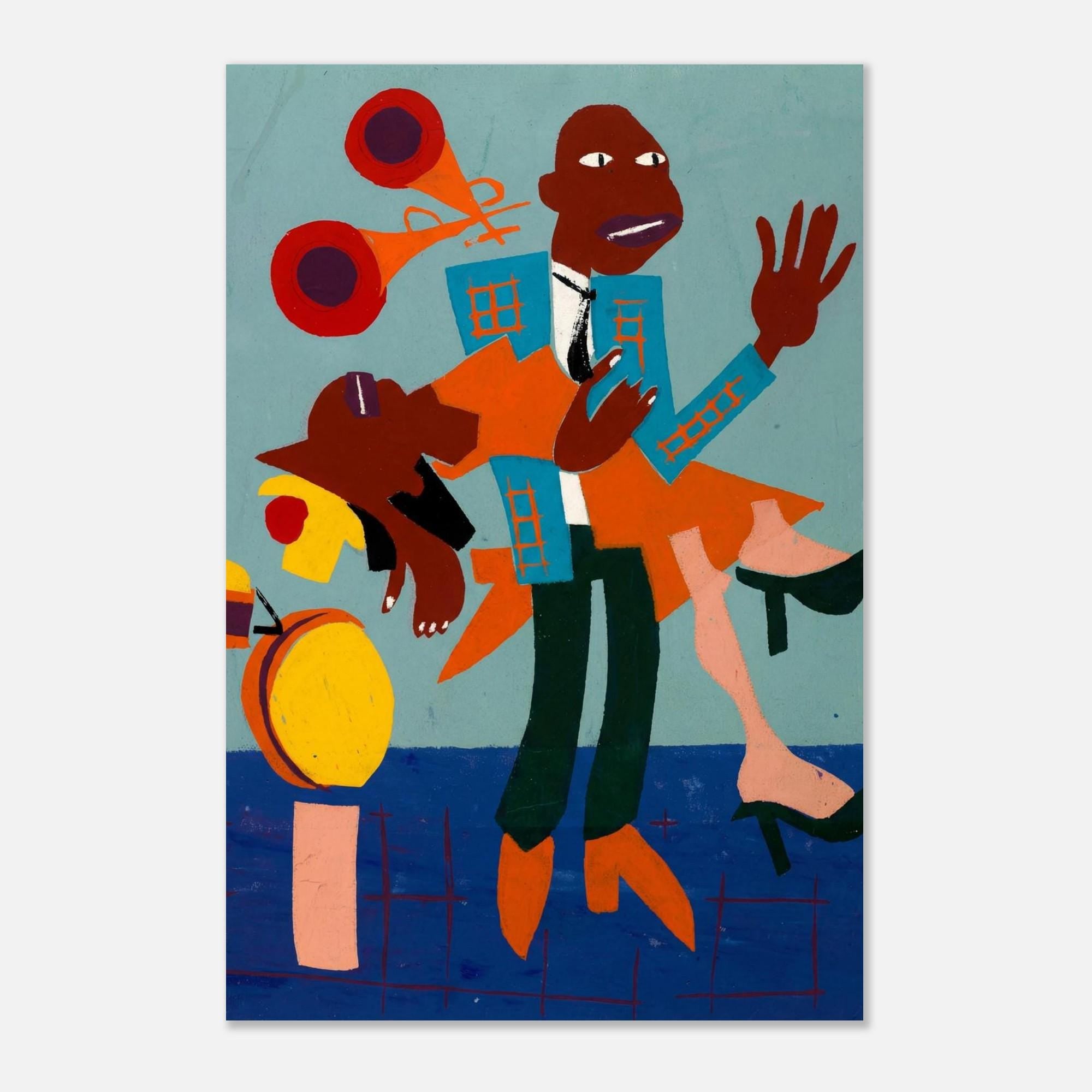 Jitterbugs V by William H. Johnson, Harlem Renaissance Art, African American Wall Decor, Colorful Folk Art Print, Vintage Poster