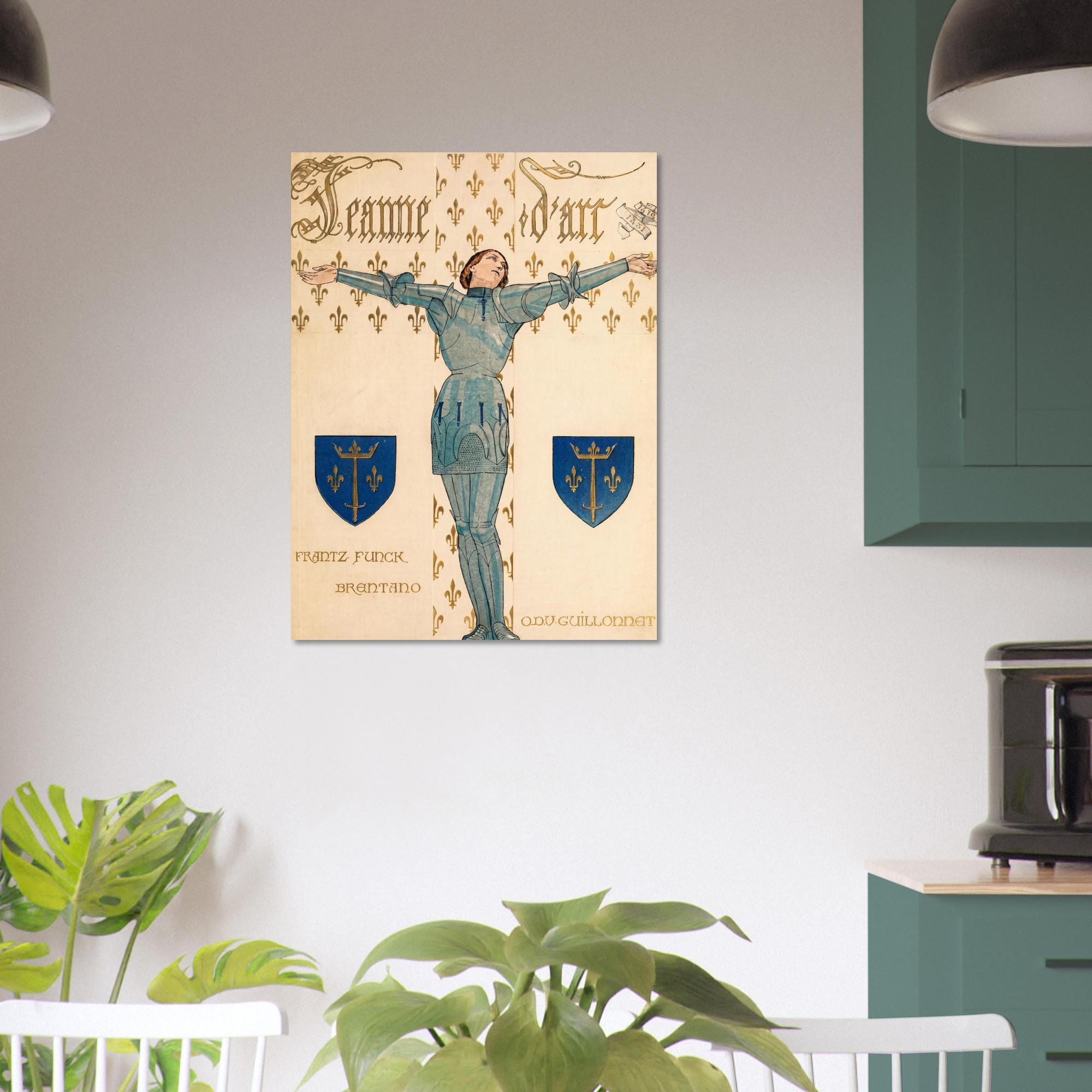 Joan of Arc Vintage Wall Art Print French Art Nouveau Illustration Saint Joan Knight Armor Decor Sacred Medieval Icons