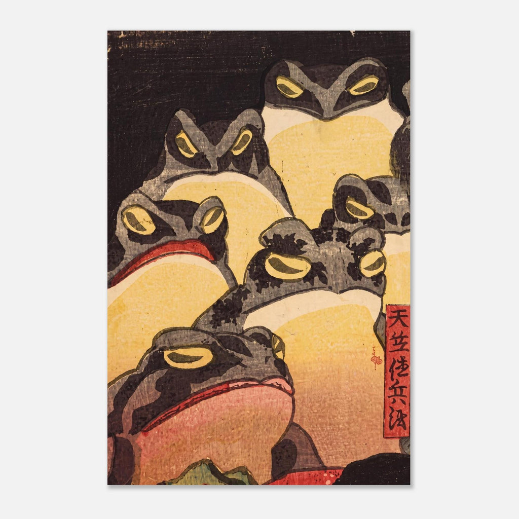 Utagawa Kuniyoshi Unimpressed Frog Woodblock Print Tenjiku Tokubei Vintage Japanese Toad Art Poster Woodblock Asian Art