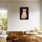 Julie de Graag Sitting Cat 1918 Vintage Woodcut Art Print Orange Tabby Feline Woodblock Poster Retro Wall Art Animals Creatures