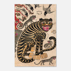 Korean Tiger and Magpies Art Print | Traditional Minhwa Folk Painting | Asian Wall Decor | Oriental Animal Art | Joseon Style