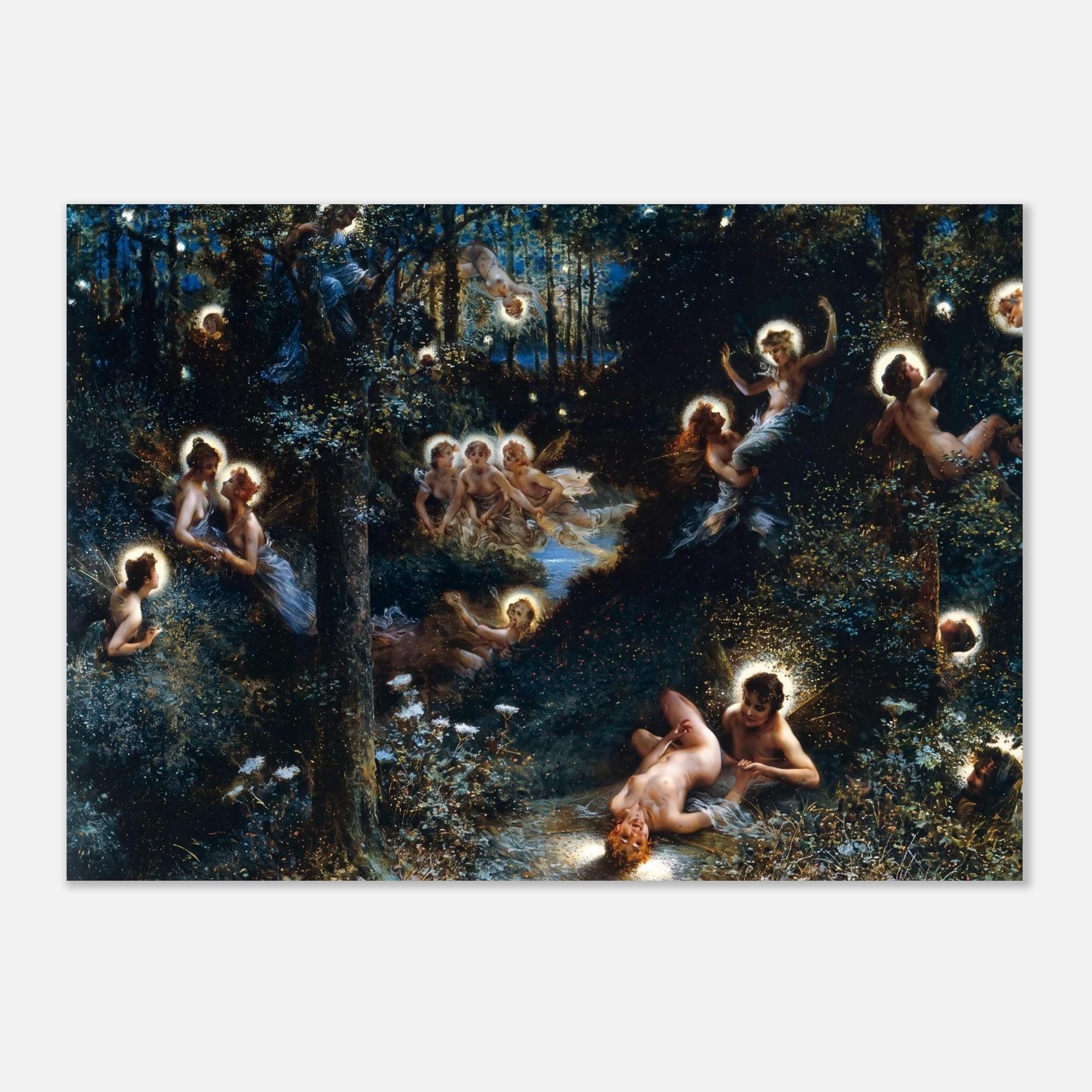 Vintage Firefly Nymphs Art Print Henri Camille Danger Les Lucioles Fairy Forest Painting Moody Wall Decor Myth Symbolism