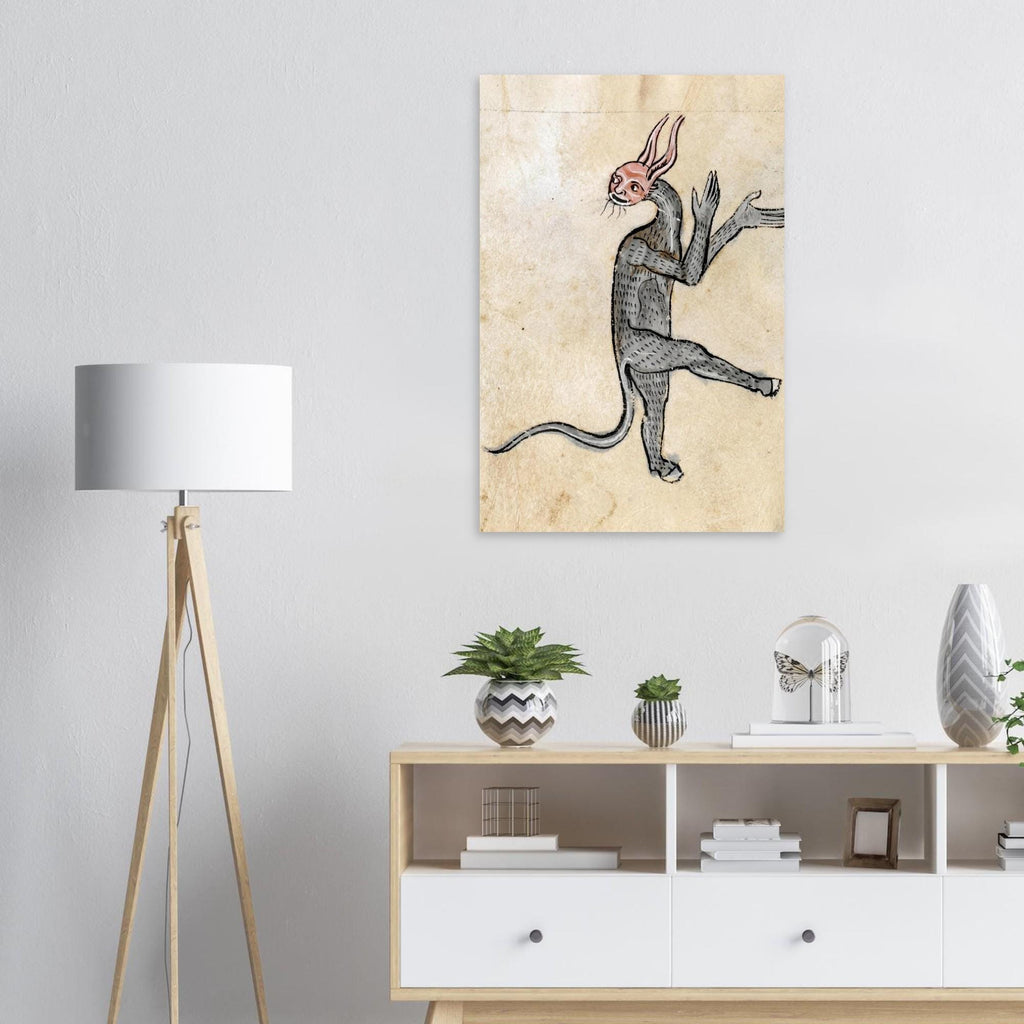 Weird Medieval Hybrid Creature Art Print, Oddity Marginalia Dancing Beast Poster, Illuminated Manuscript, Animals & Creatures