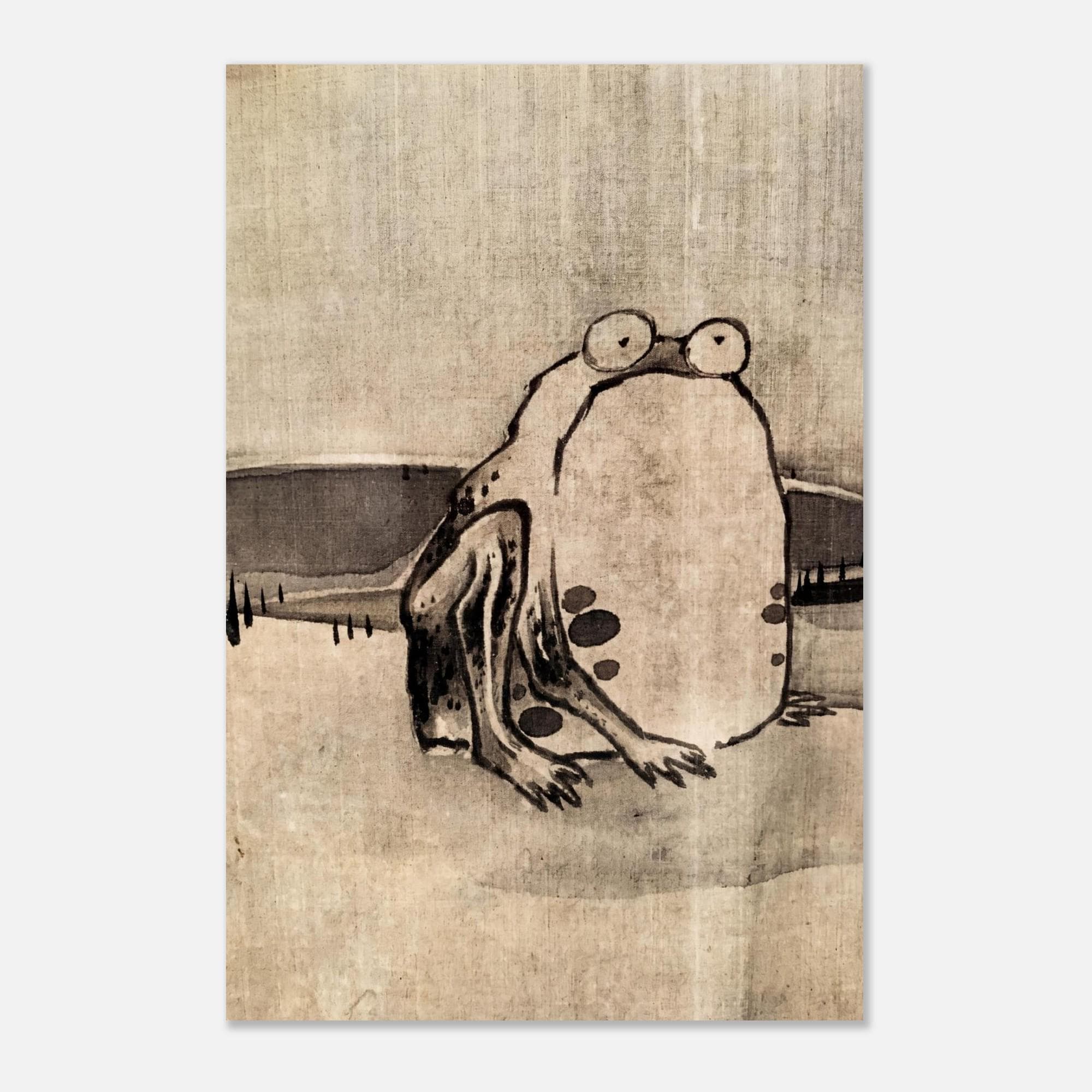 Japanese Frog Art Print | Matsumoto Hoji Toad | Vintage Sumi-e Wall Art | Wabi Sabi Decor | Animal Ink Painting | Zen Home Decor