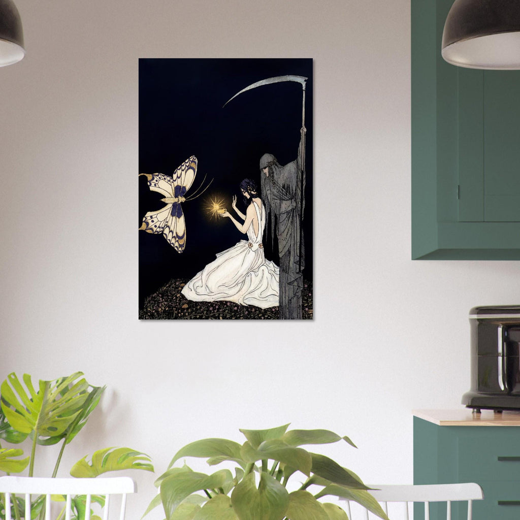 Antique Alastair Hans Henning Voigt Art Print Gothic Psyche and Death Illustration Macabre Grim Reaper Wall Art Dark Fantasy Macabre