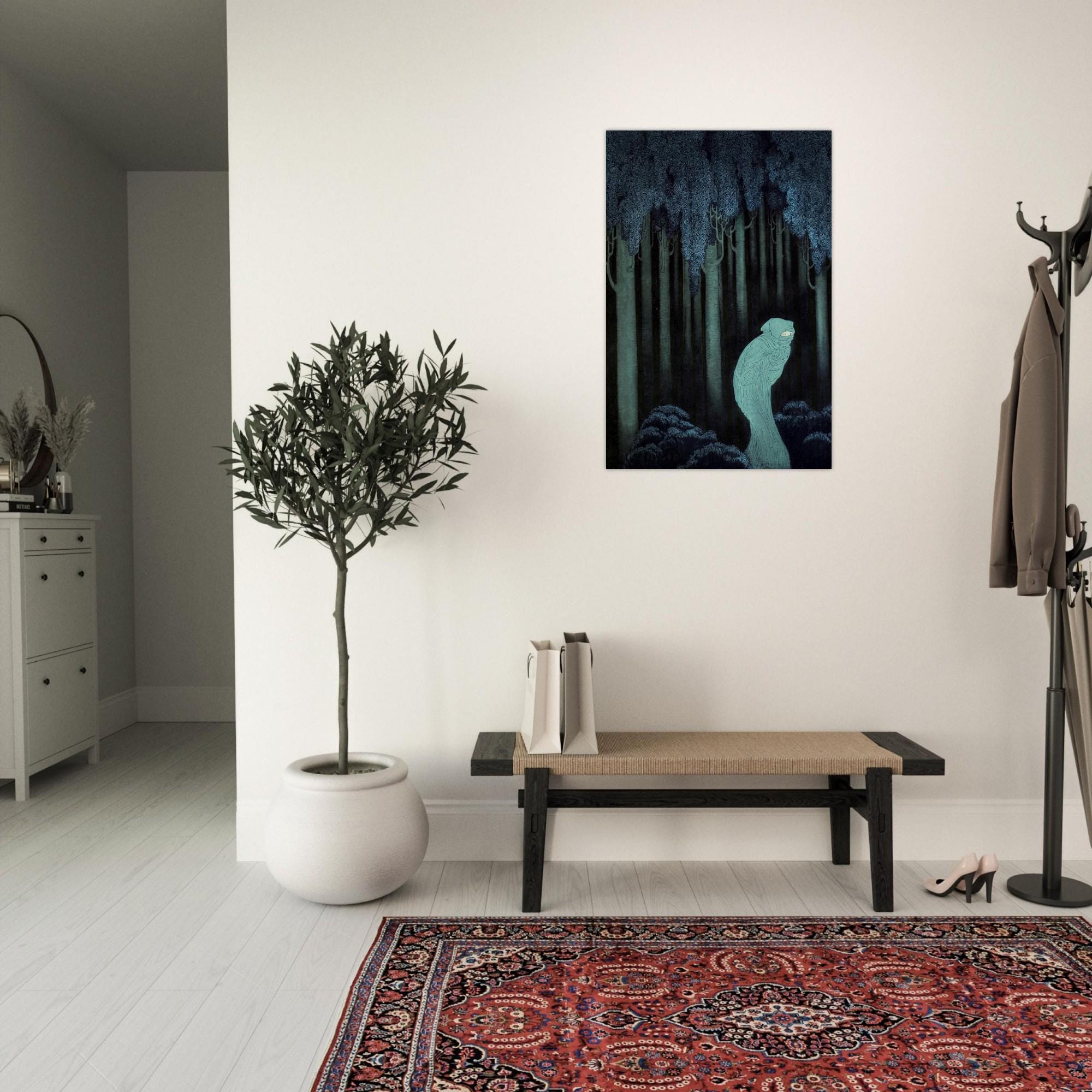 Kay Nielsen Art Print Moody Blue Forest Vintage Fairy Tale Illustration Gothic Folklore Dark Academia Wall Art Dark Academia Moody