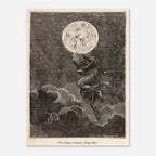 Vintage Moon Illustration Space Wall Art Print Retro Celestial Astronomy Poster Antique Victorian Etching Dark Academia Moody