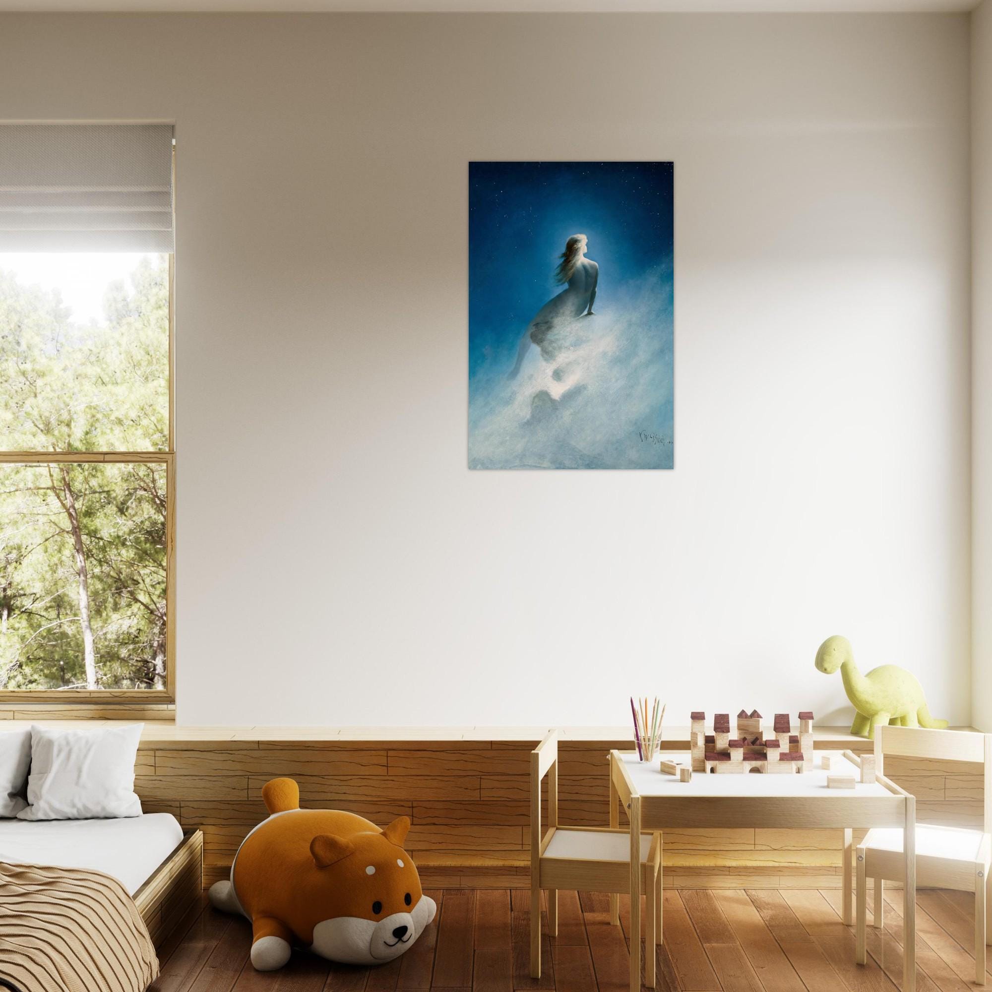 Celestial Goddess Asking the Stars Karl Wilhelm Diefenbach 1898 Ethereal Symbolist Vintage Fine Art Wall Print Myth Symbolism