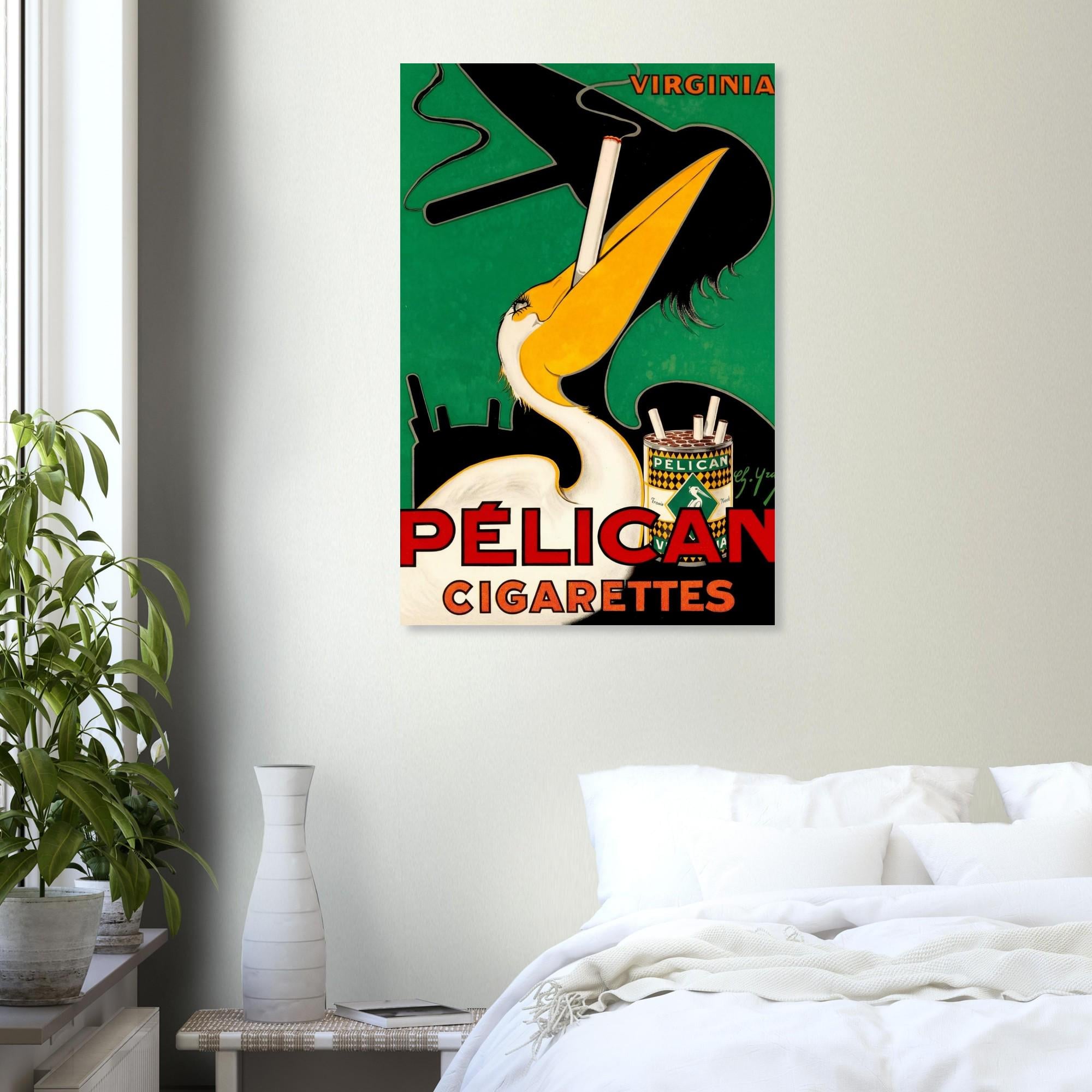 Pelican Cigarettes by Charles Yray Fine Art Print, Vintage Advertising Poster, Art Deco Wall Decor, Retro Tobacco Pelican Ad Print