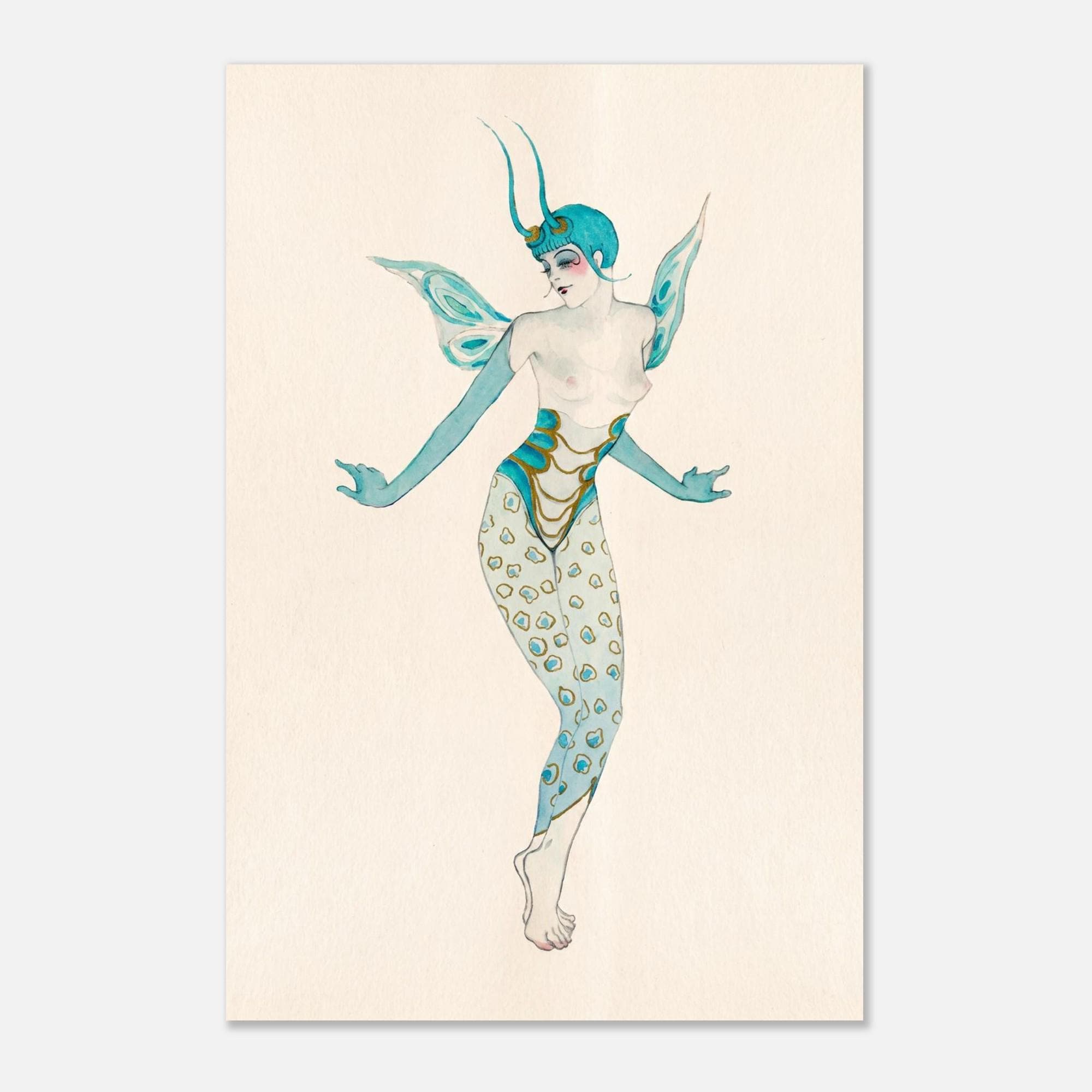 George Barbier Art Deco Print Le Papillon Vintage 1920s Fashion Illustration Butterfly Costume Flapper Art Nouveau and Vintage