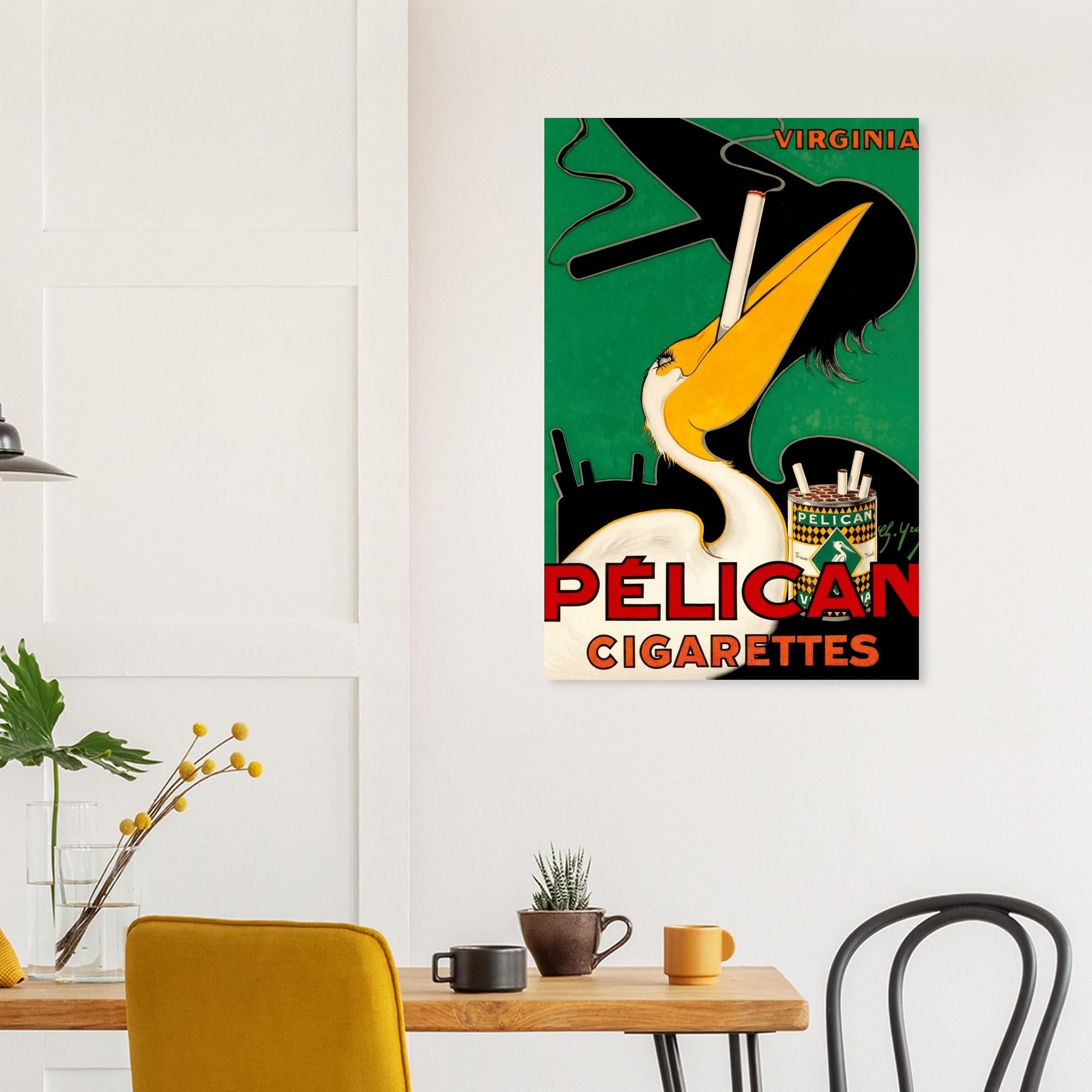 Pelican Cigarettes by Charles Yray Fine Art Print, Vintage Advertising Poster, Art Deco Wall Decor, Retro Tobacco Pelican Ad Print