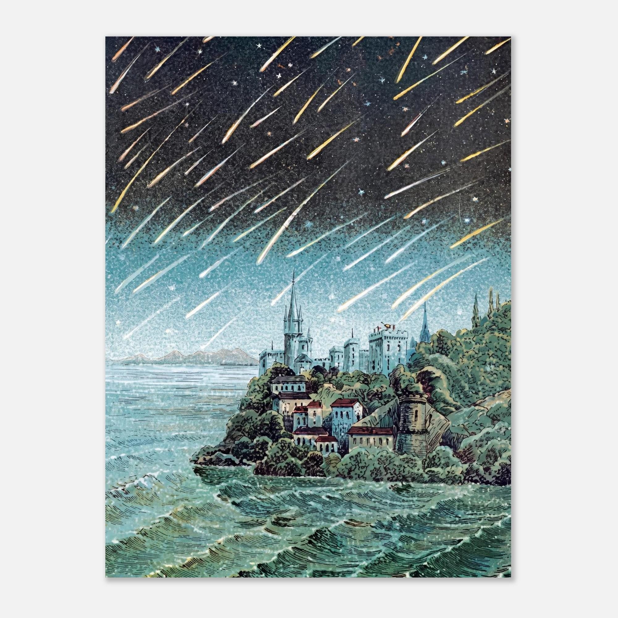 Vintage Meteor Shower Art Print Antique Astronomy Celestial Poster Night Sky Stars Wall Decor Canvas Painting Celestial Astronomy