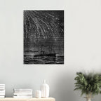 Vintage Meteor Shower Print Shooting Stars Night Sky Wall Art Antique Celestial Engraving Ship At Sea Poster Celestial Astronomy