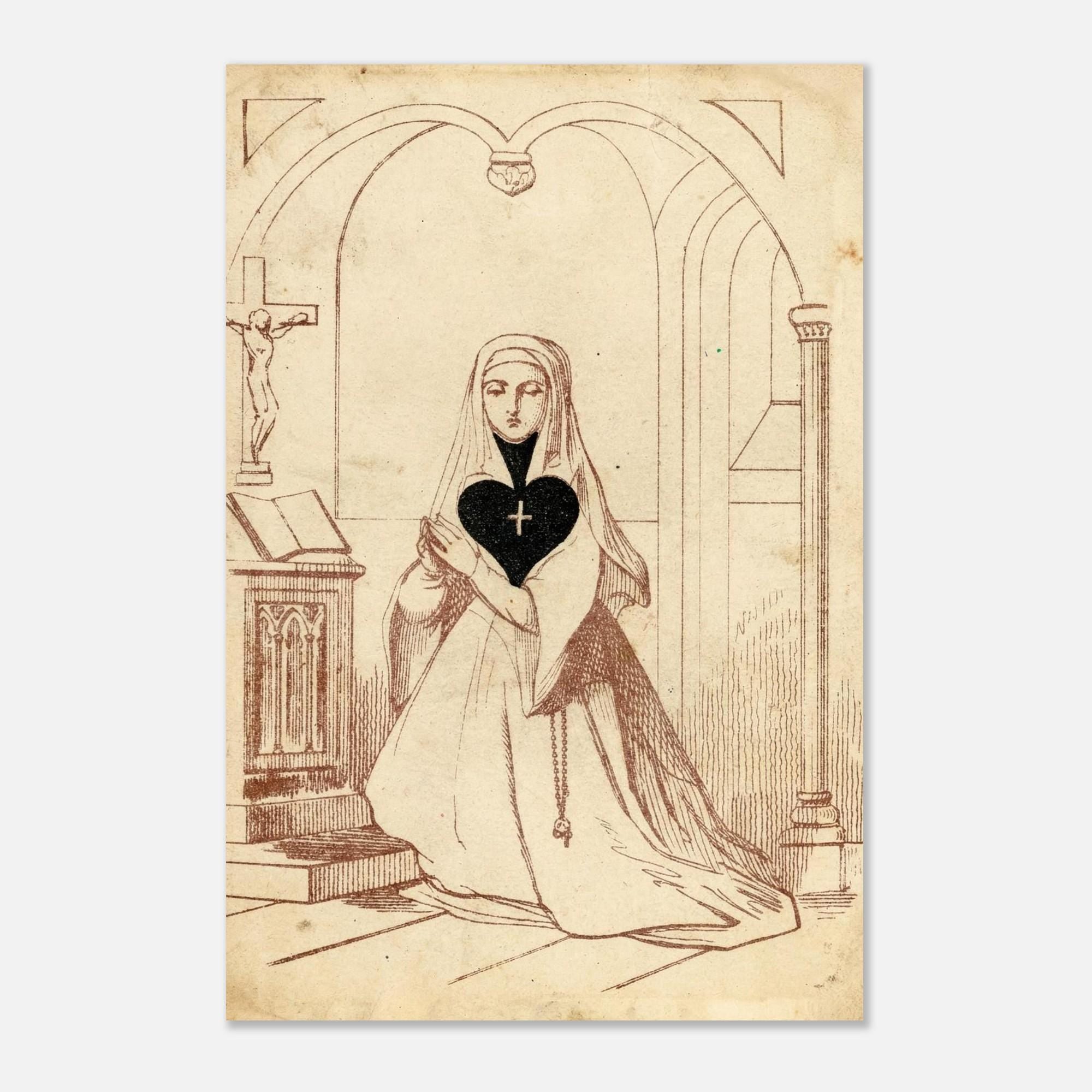 Ace of Spades by E. Le Tellier Fine Art Print, Gothic Nun Decor, Dark Academia Wall Art, Surreal Transformation Card, Occult Poster