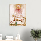 Medieval Horse Print Astrology Manuscript Sun Celestial Wall Art Antique Animal Print Canvas Decor Poster Weird Medieval Art