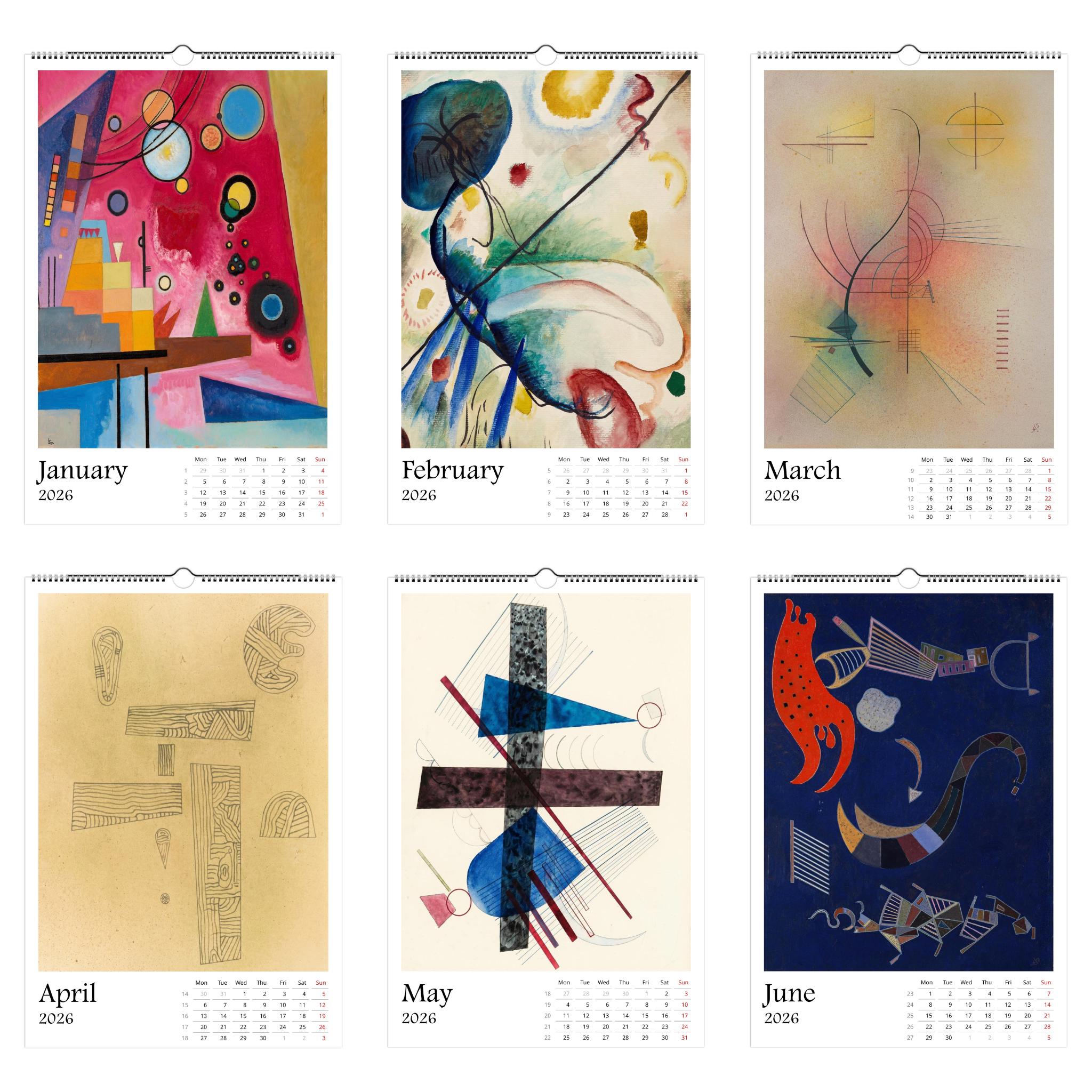 13 Artworks of Wassily Kandinsky 2026 Wall Calendar 11x16.5, Abstract Art Monthly Planner, Bauhaus Design 12 Month Hanging, Modern Artist