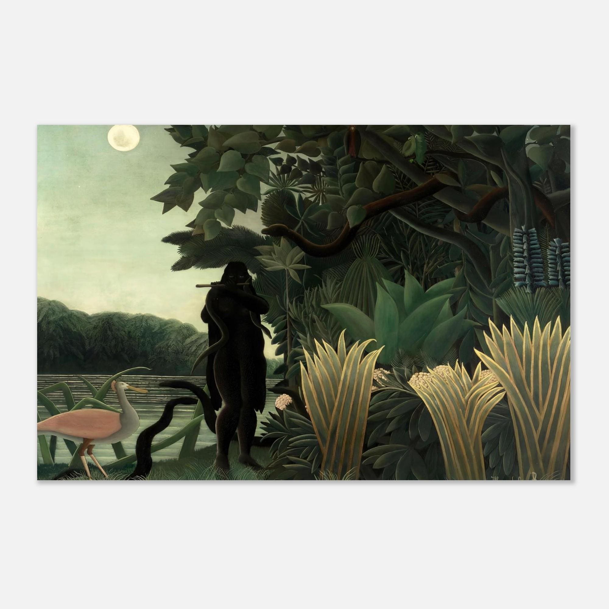 Henri Rousseau The Snake Charmer Jungle Wall Art Print , Tropical Vintage Oil Painting Naive Art Poster for Maximalist Decor