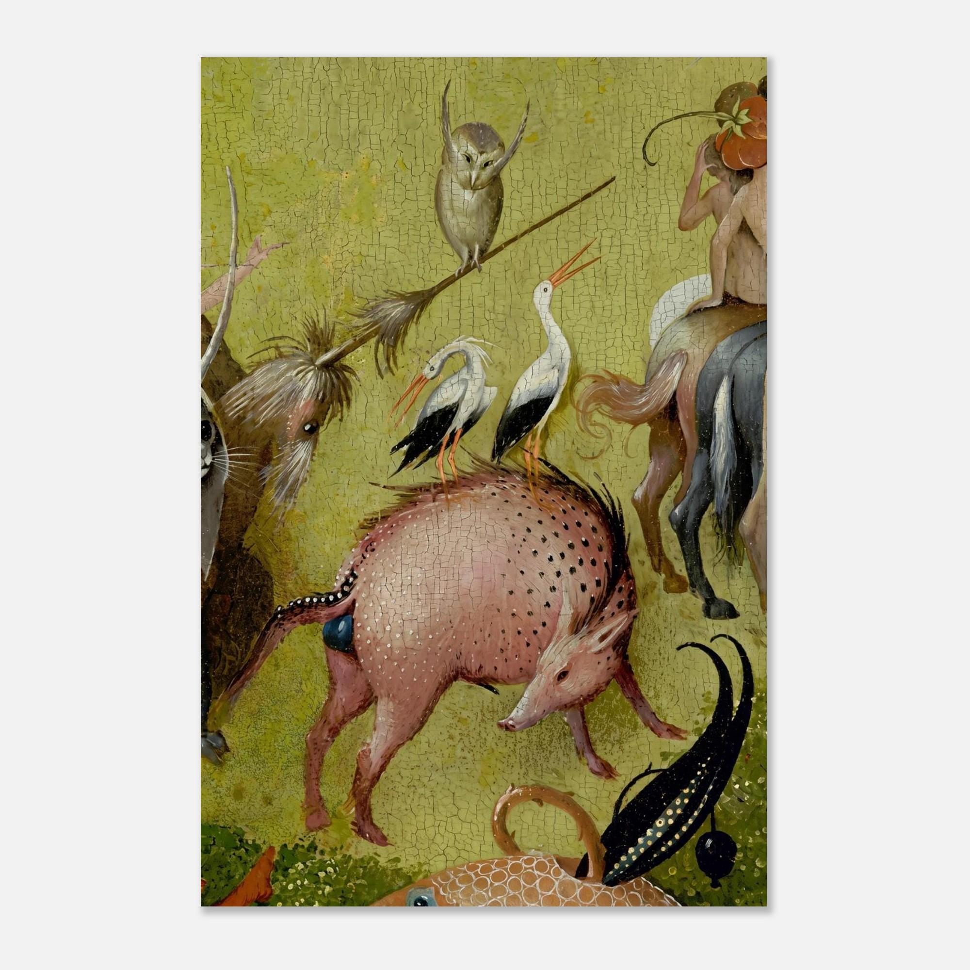 Hieronymus Bosch Art Print Garden Earthly Delights Detail Surreal Medieval Creatures Renaissance Wall Decor Myth and Symbolism