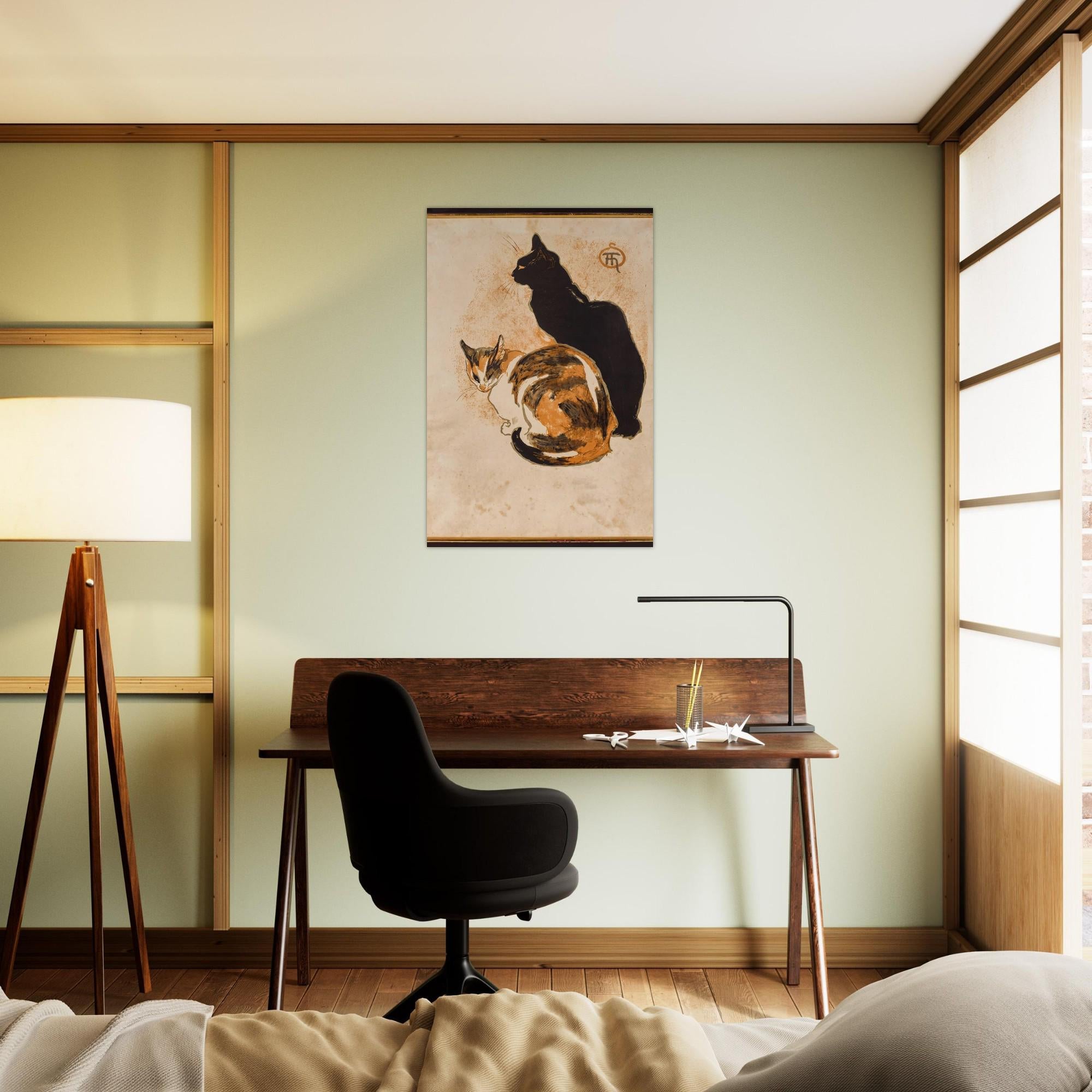 Vintage Art Nouveau Cat Art Print Th ophile Steinlen Black and Calico Cat Poster Antique Wall Decor Art Nouveau Vintage