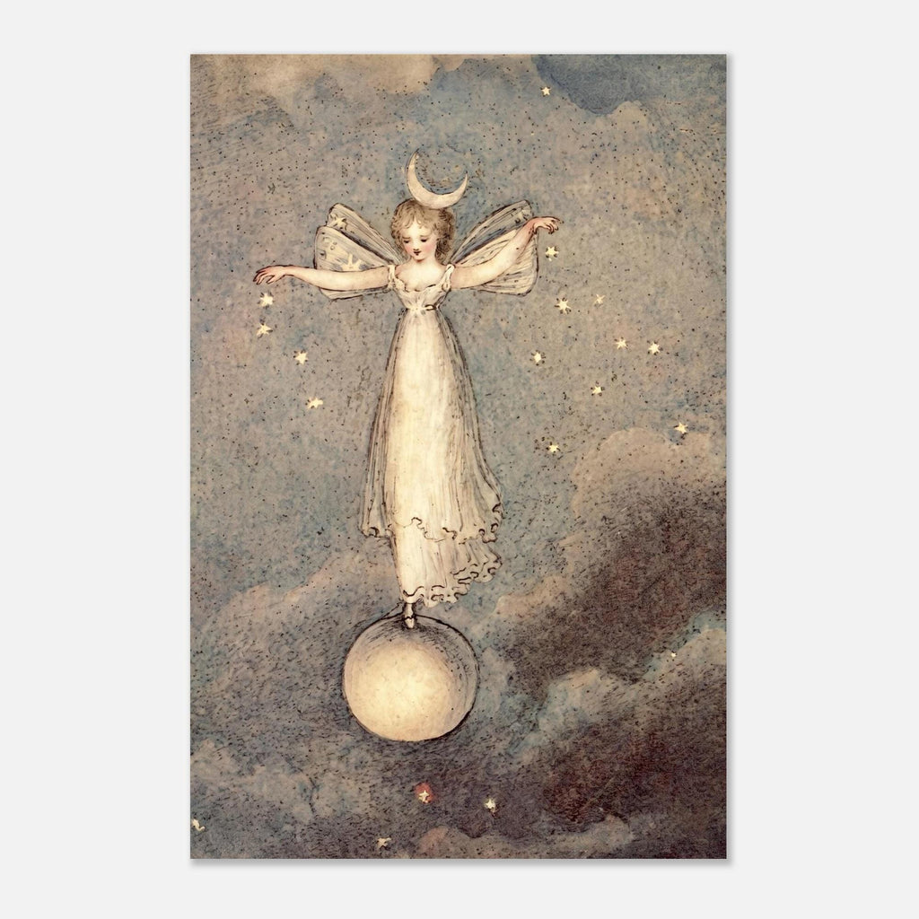 Vintage Hermann Kaulbach The Fairy of the Moon Antique Celestial Wall Art Victorian Fairy Illustration Art Nouveau And Vintage
