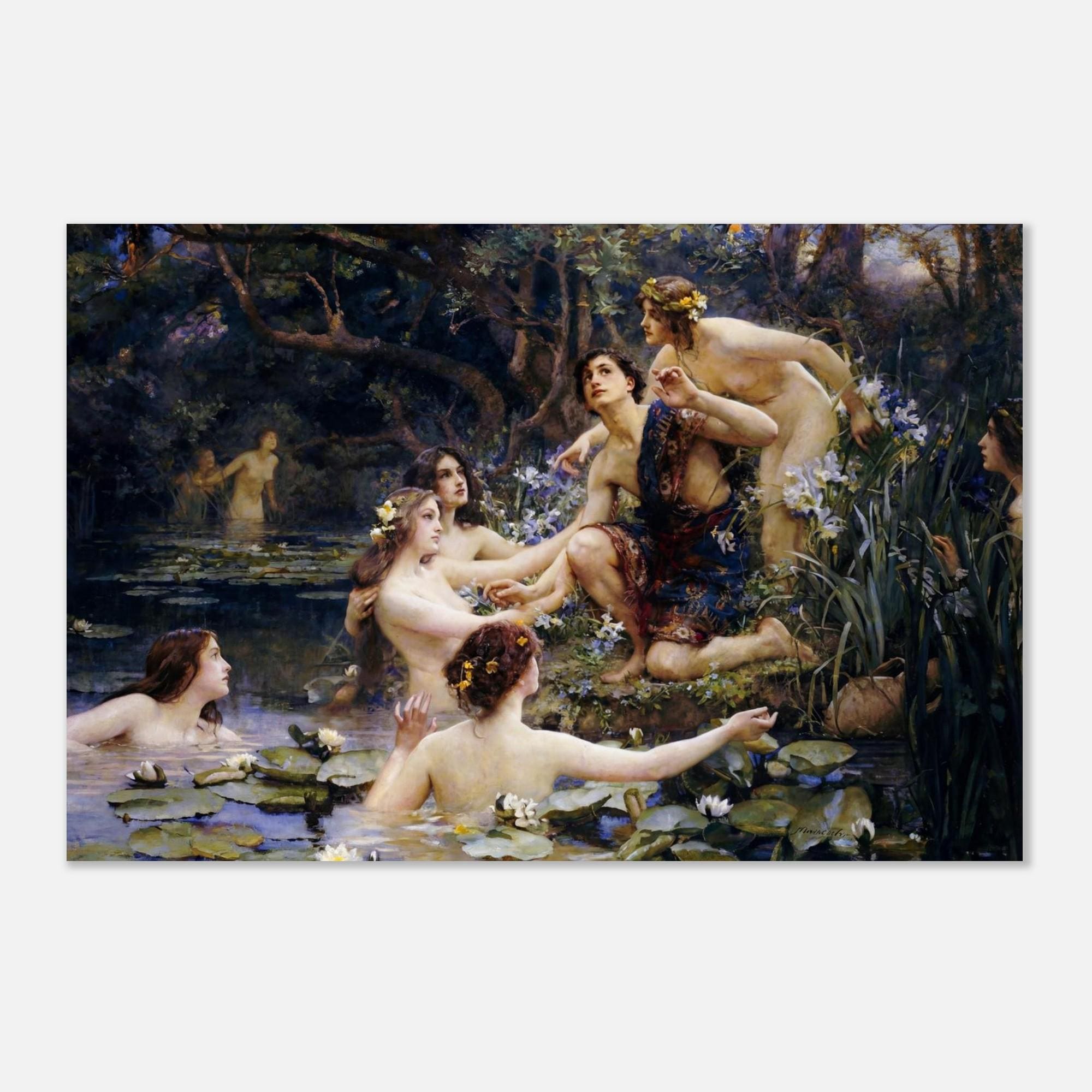 Hylas and the Water Nymphs by Henrietta Rae, Mythology Wall Art, Pre-Raphaelite Decor, Greek Myth Poster, Vintage Museum Print