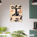 Bill Traylor Figures And Construction With Cat Folk Art Print Vintage Black Cat Outsider Wall Art Print Primitive And Outsider