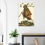 Weird Medieval Owl Knight Woodcut Print 1565 Bizarre Grotesque Creature Antique Bird Art Dark Academia Decor Dark Academia & Moody