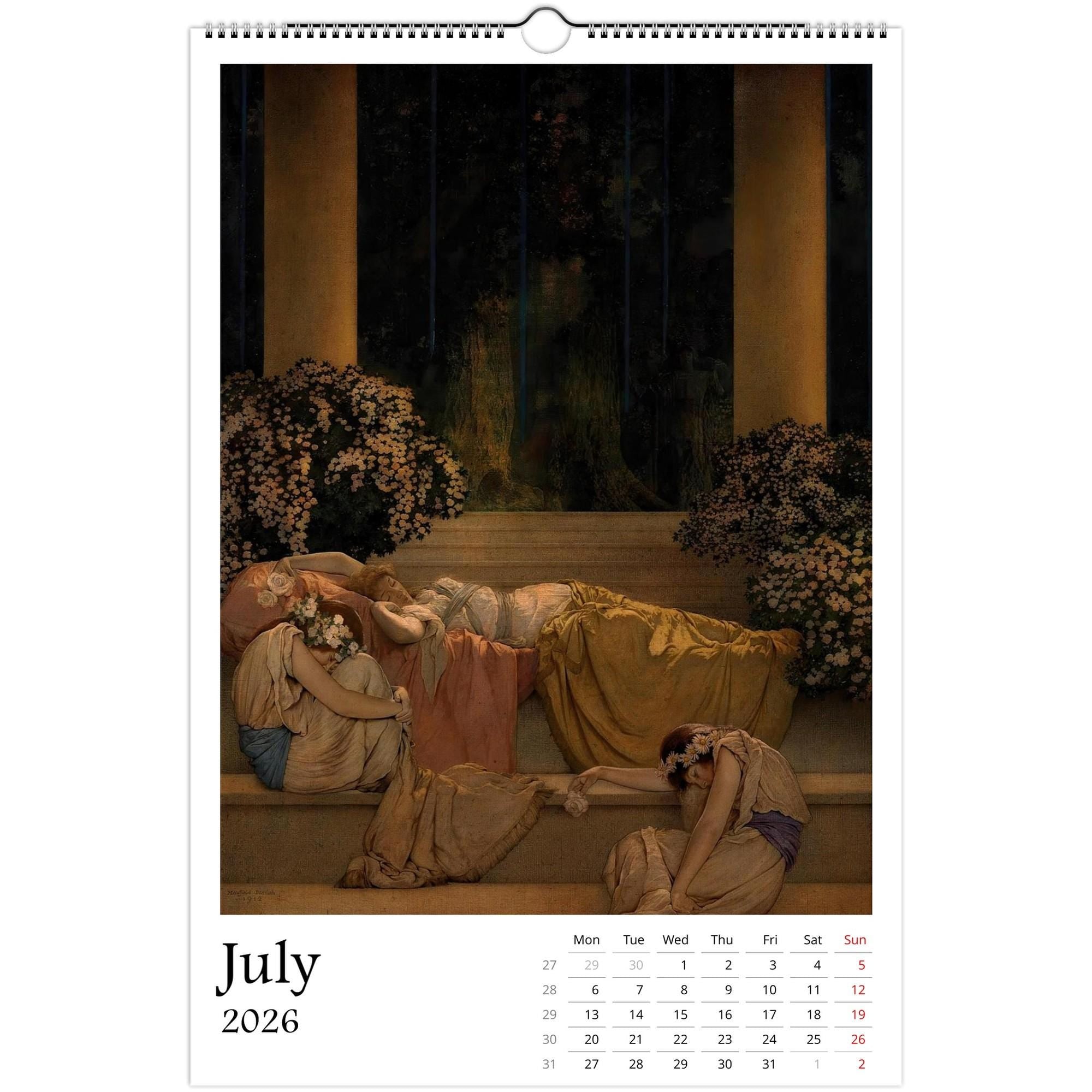 13 Artworks Of Maxfield Parrish 2026 Art Calendar 11x16.5, Golden Age Art, Classic View, Dreamy Aesthetic, Fantasy, Gift Idea