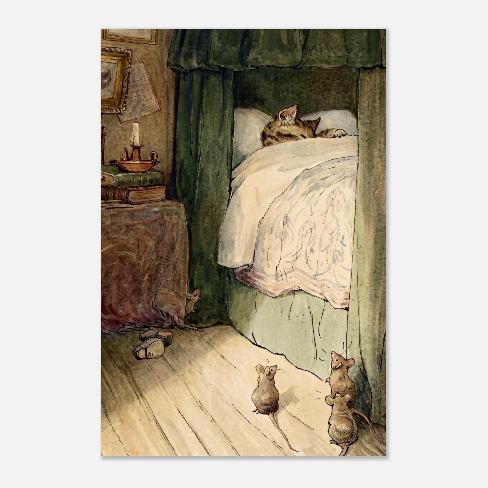 Vintage Nursery Wall Art Antique Cat Illustration Print Classic Storybook Animals Decor For Children Room Animals Creatures