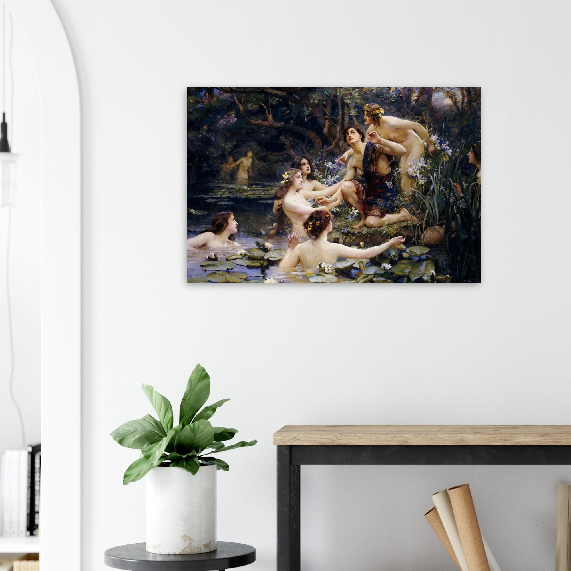 Hylas and the Water Nymphs by Henrietta Rae, Mythology Wall Art, Pre-Raphaelite Decor, Greek Myth Poster, Vintage Museum Print
