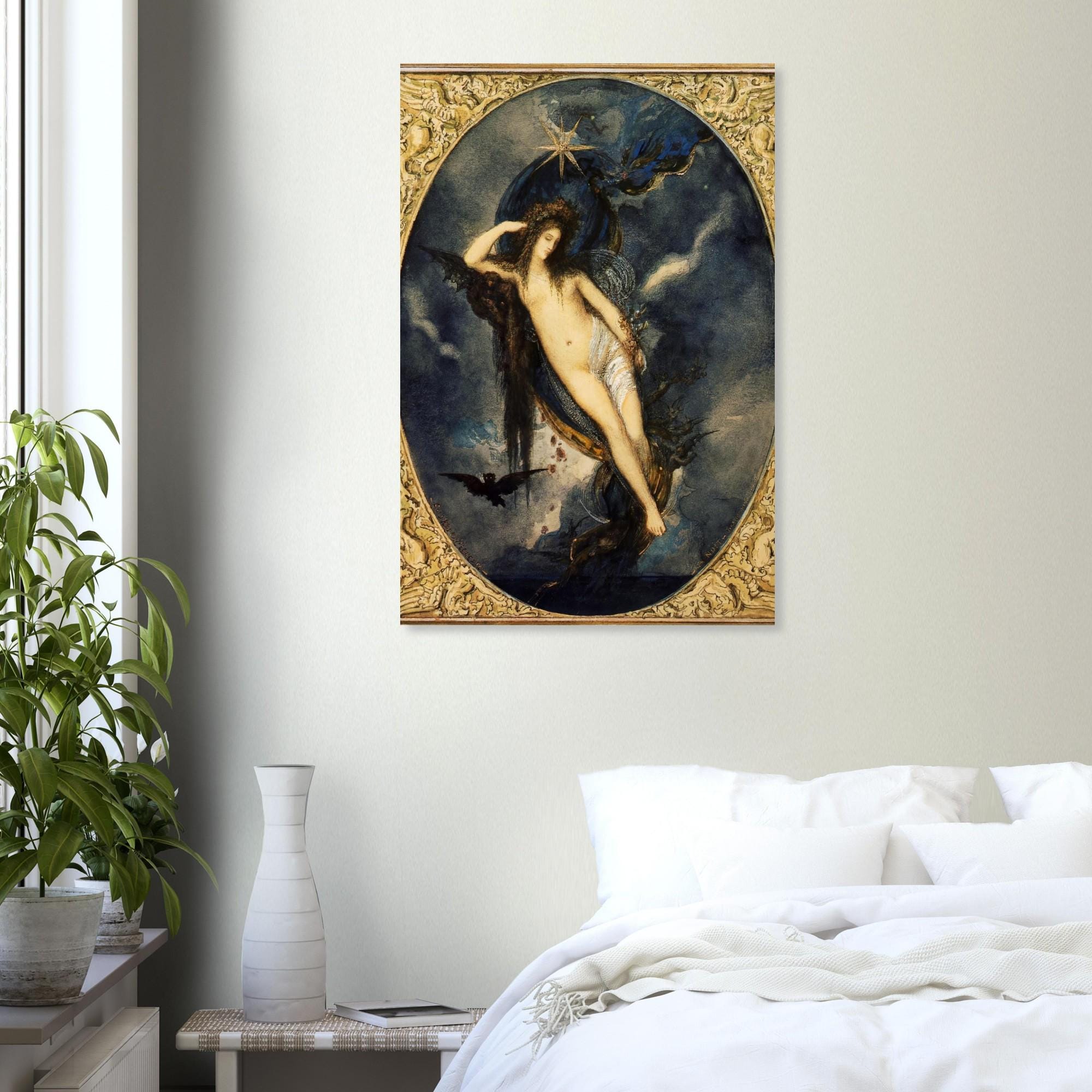 Nyx Night Goddess by Gustave Moreau Fine Art Print, Dark Academia Decor, Greek Mythology Wall Art, Symbolist Painting, Gothic Poster