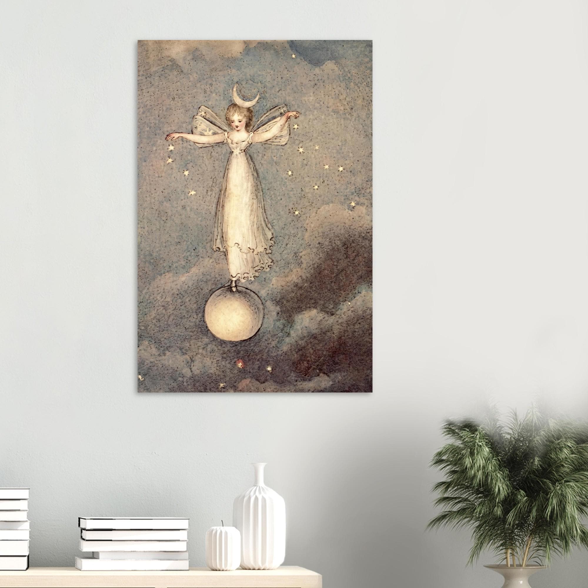 Vintage Hermann Kaulbach The Fairy of the Moon Antique Celestial Wall Art Victorian Fairy Illustration Art Nouveau And Vintage