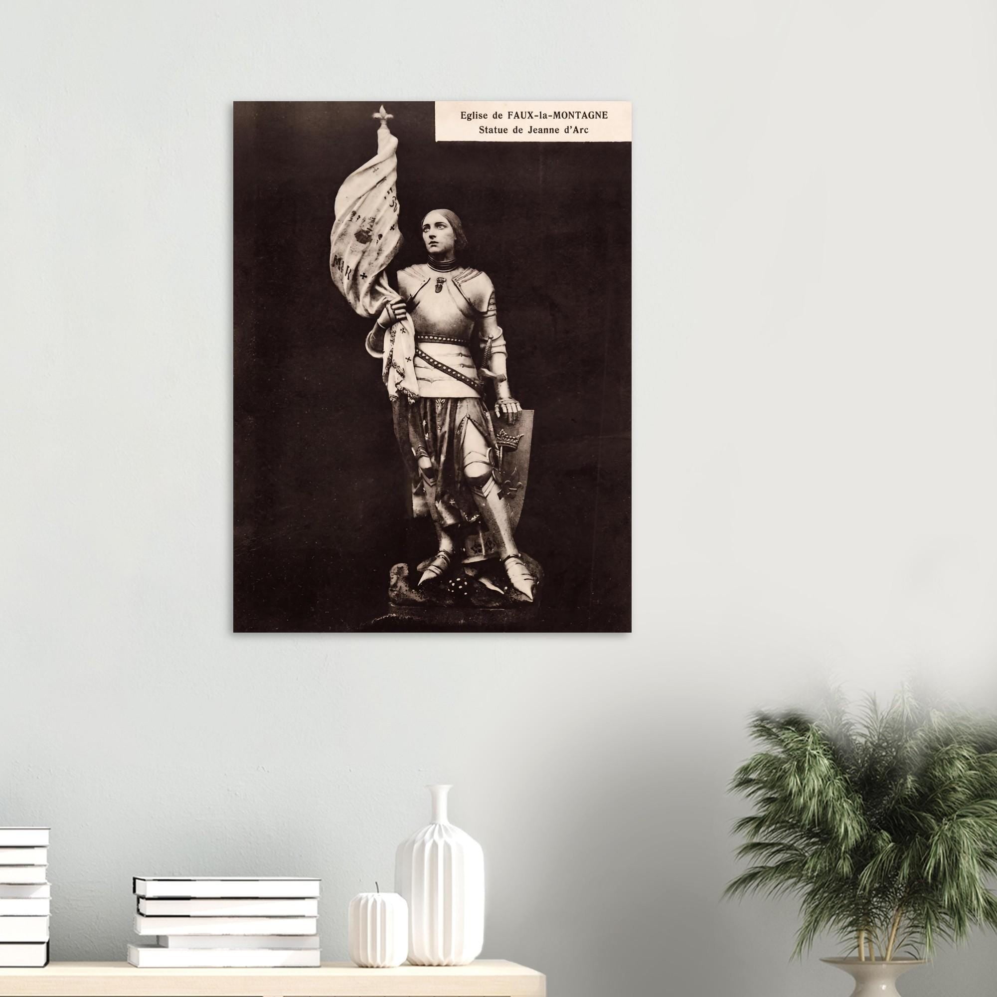 Joan of Arc Vintage Postcard Print Historical Catholic Saint Statue Armor French Wall Art Canvas Photo Sacred Medieval Icons