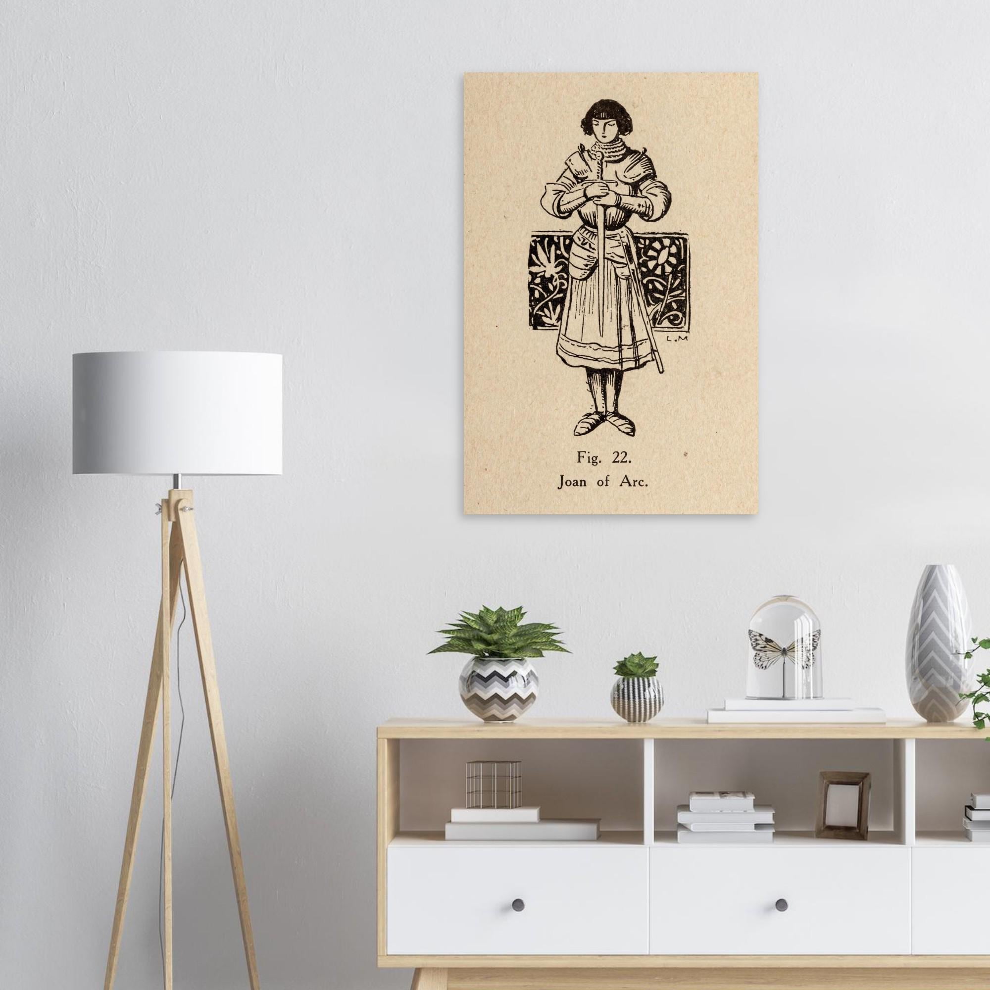 Joan of Arc Vintage Woodcut Art Print | Minimalist Medieval Knight Wall Art | Historical Saint Joan Poster | Unframed Art Print