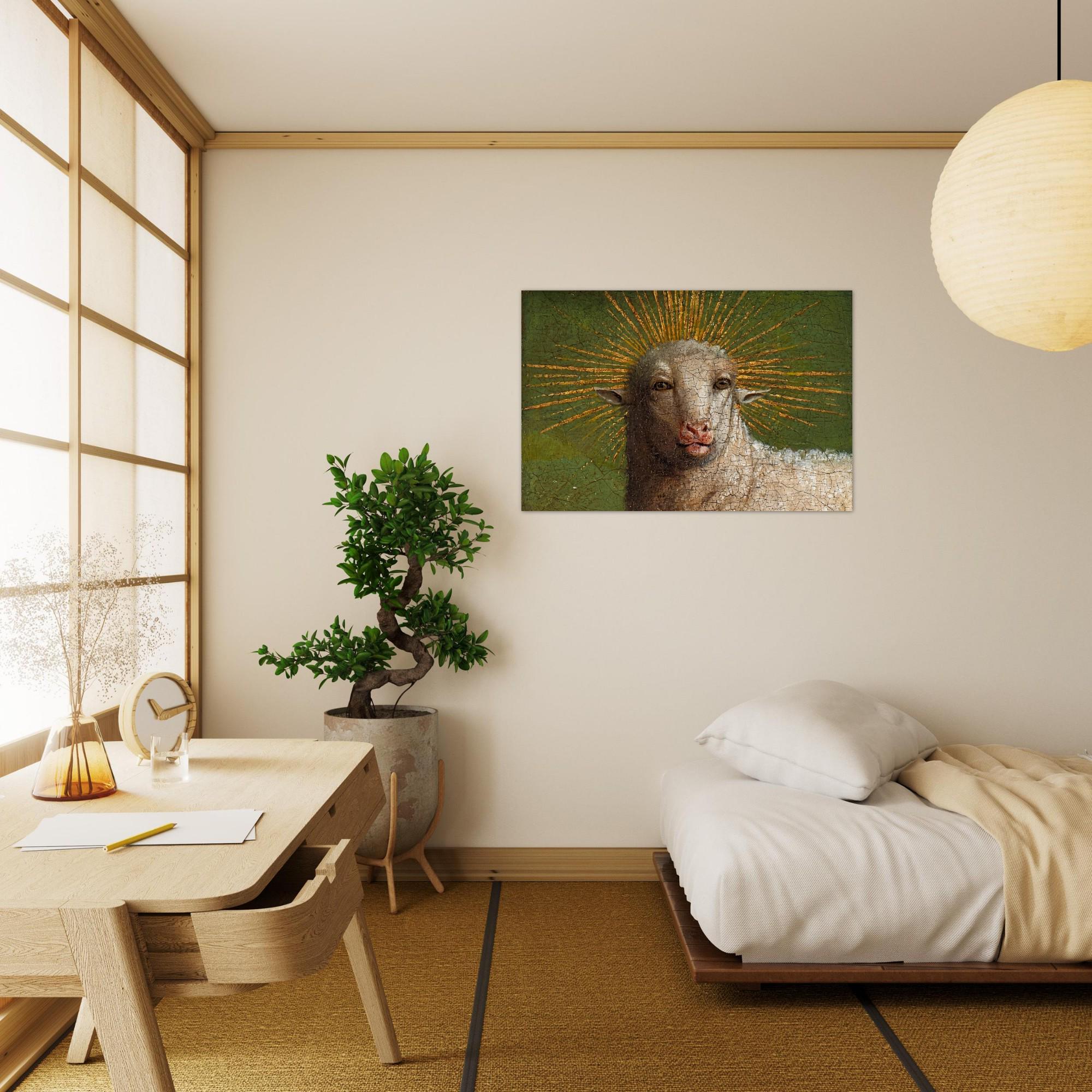 Jan Van Eyck Ghent Altarpiece Mystic Lamb Wall Art Antique Renaissance Sheep Painting Oddity Religious Print Animals and Creatures