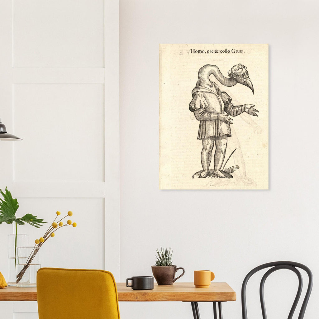 Vintage Monster Woodcut Print Myth Symbolism Renaissance Creature Poster Antique Bird Man Illustration Dark Academia Wall Art