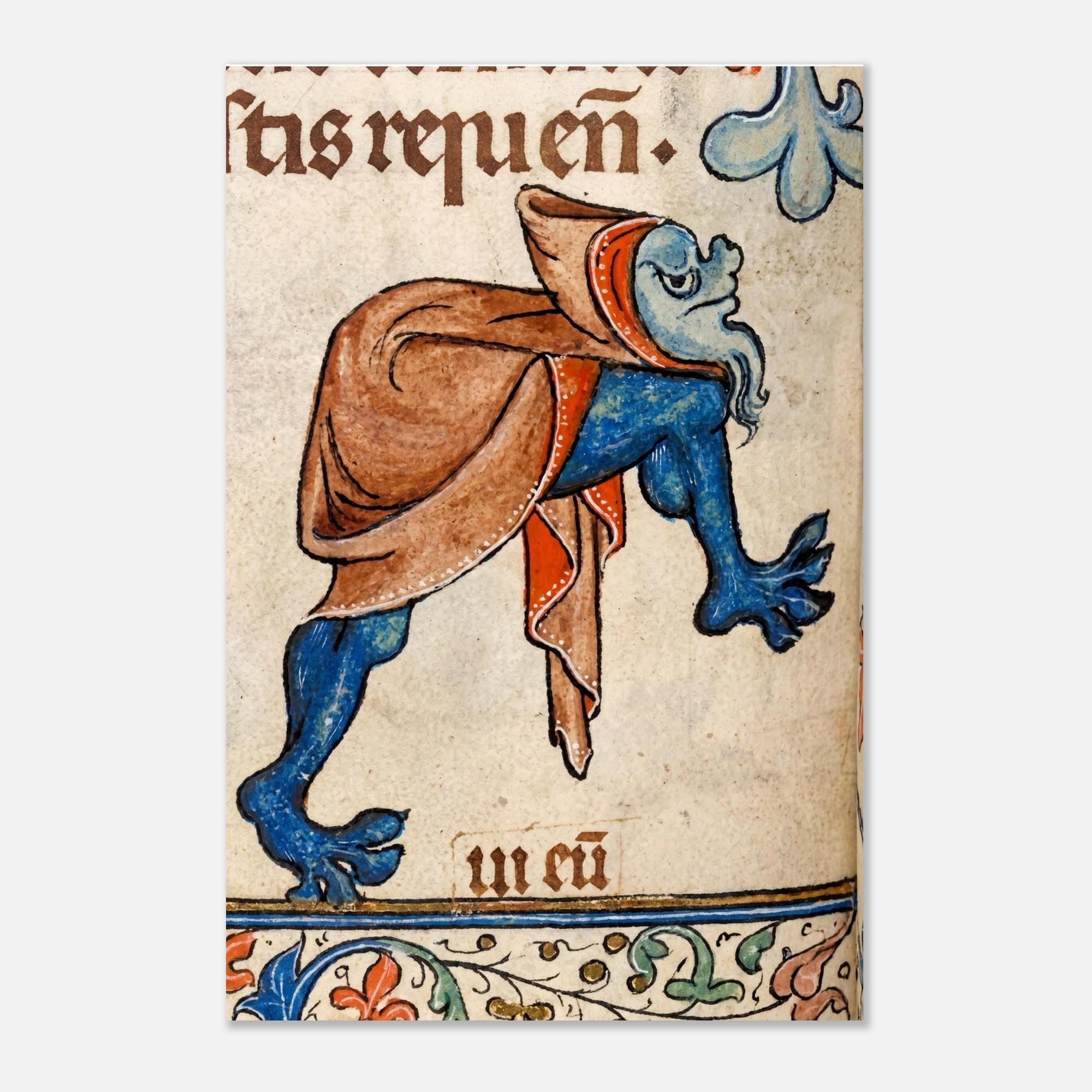 Medieval Marginalia Blue Monster Weird Art Print Macclesfield Psalter Illuminated Manuscript Gothic Decor Dark Academia & Moody d0b54