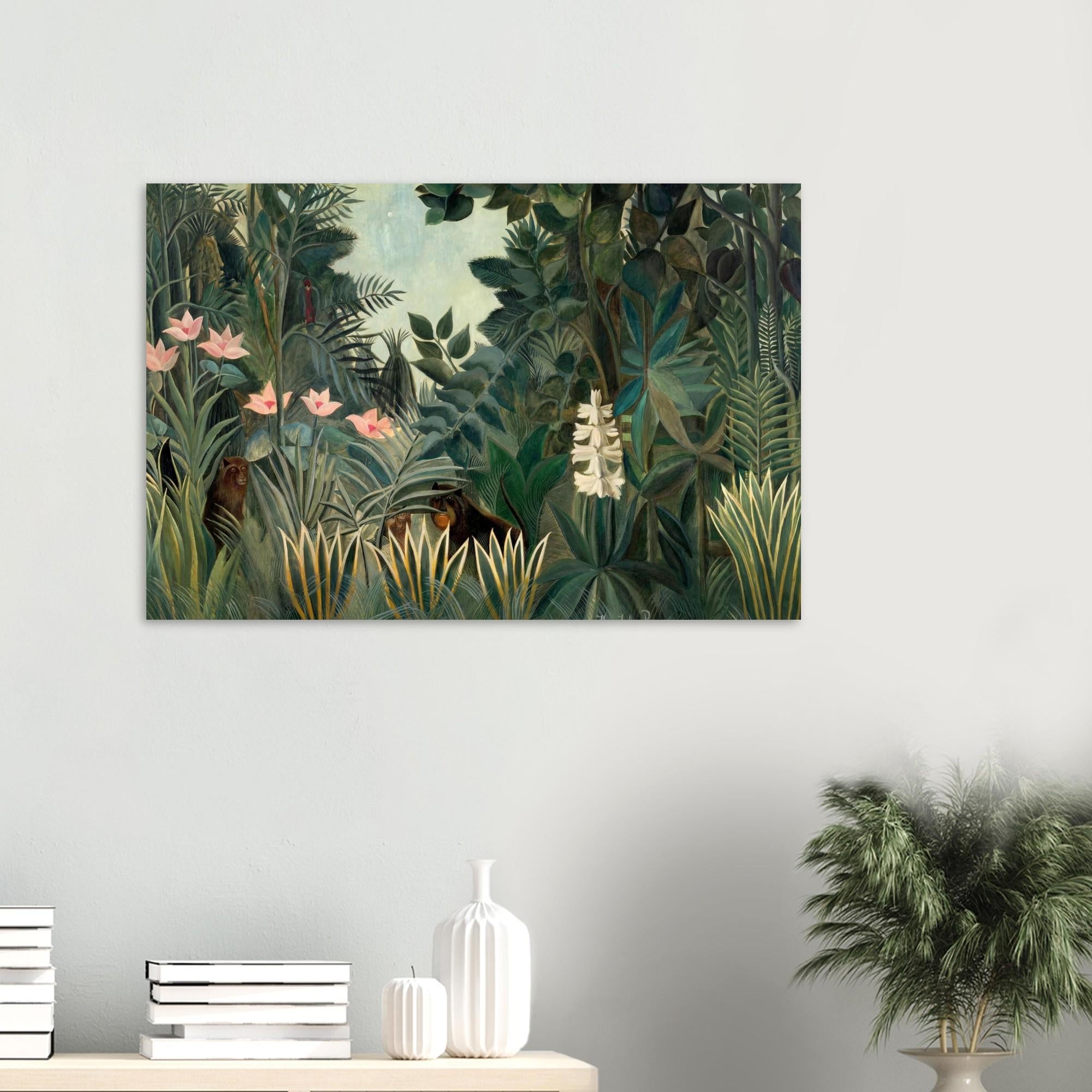 Henri Rousseau Equatorial Jungle Art Print - Vintage Botanical Wall Decor, Maximalist Exotic Nature Poster, Jungle Monkey Art