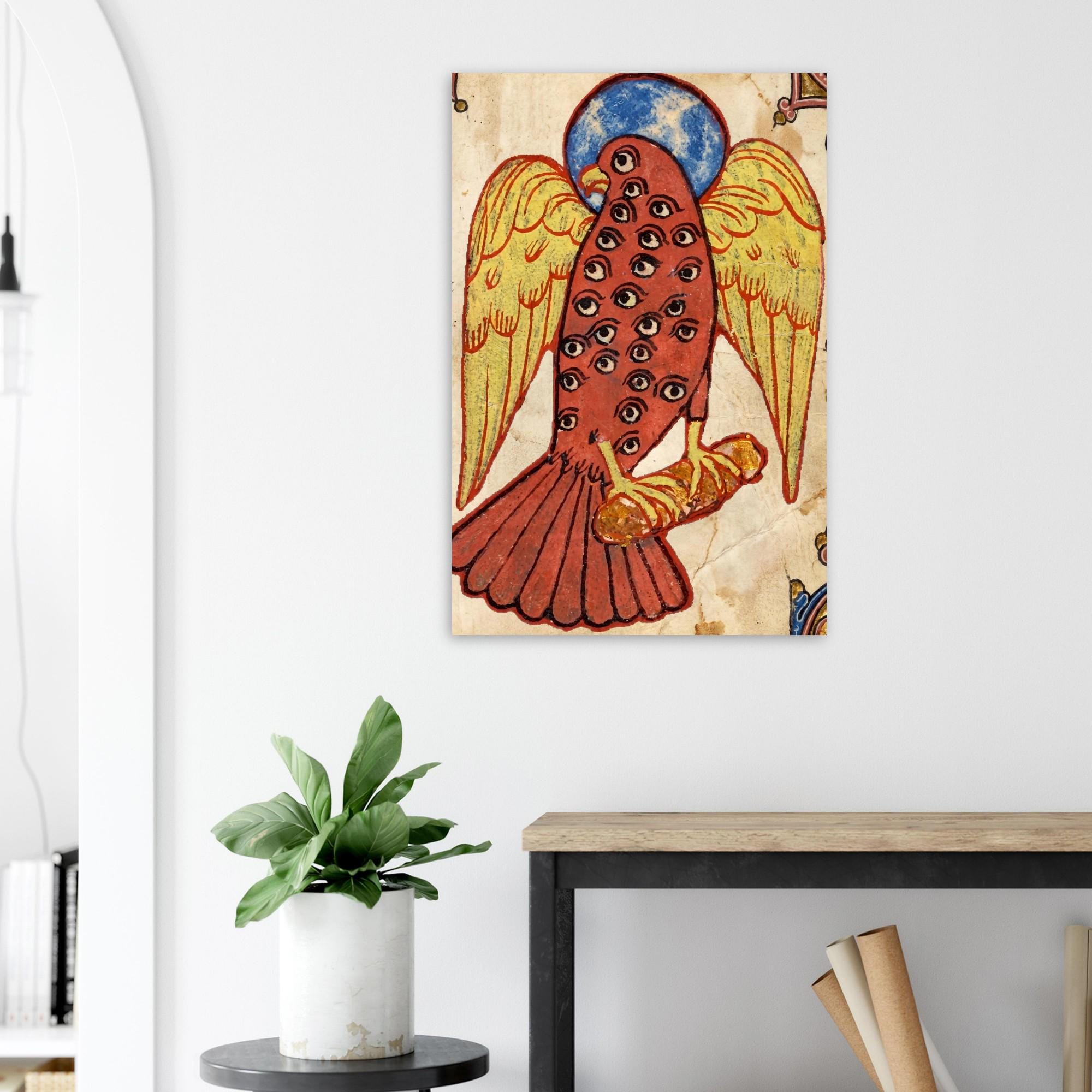Medieval Eagle Many Eyes Art Print, Biblically Accurate Angel Apocalypse Decor, Girona Beatus 975 Manuscript, Myth & Symbolism