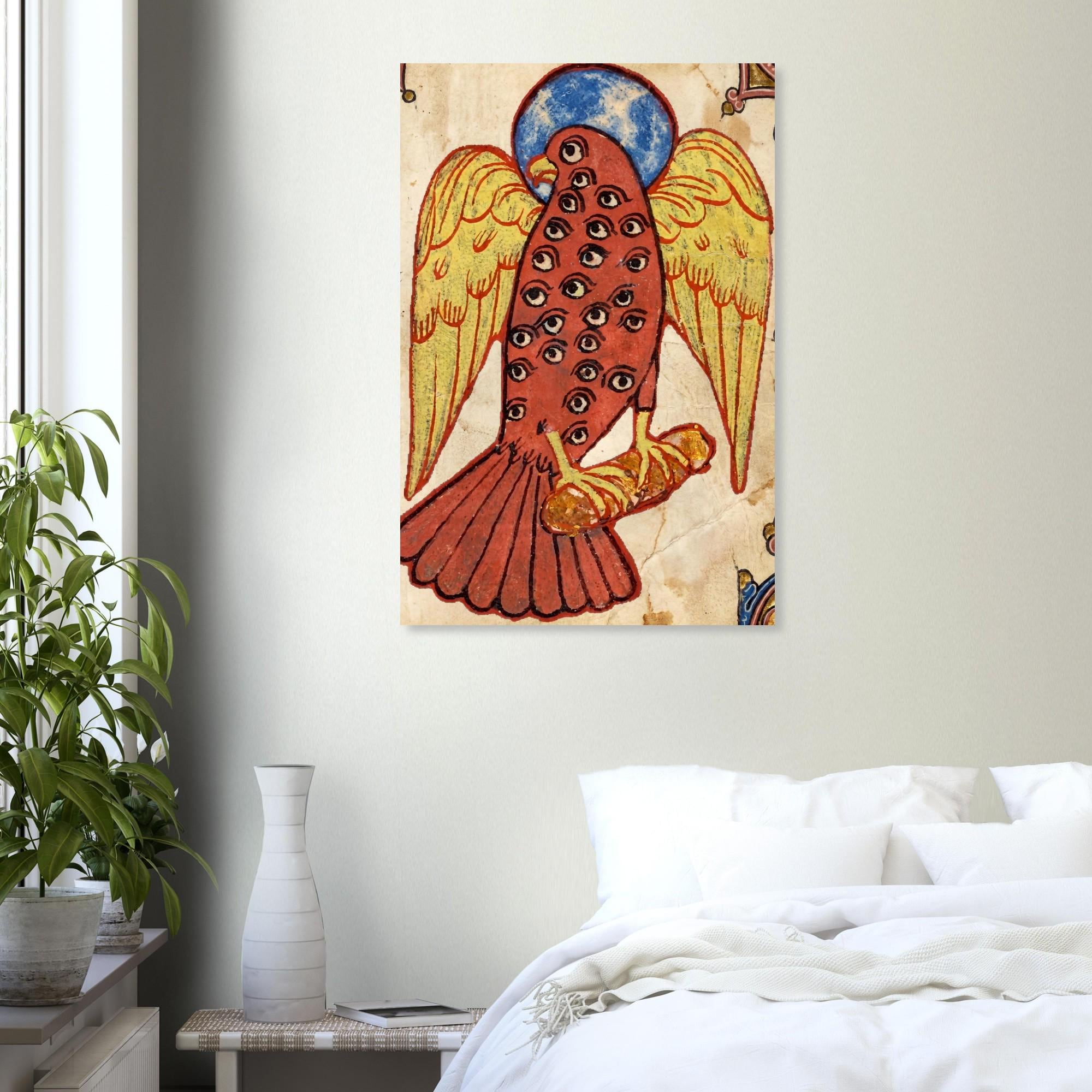 Medieval Eagle Many Eyes Art Print, Biblically Accurate Angel Apocalypse Decor, Girona Beatus 975 Manuscript, Myth & Symbolism