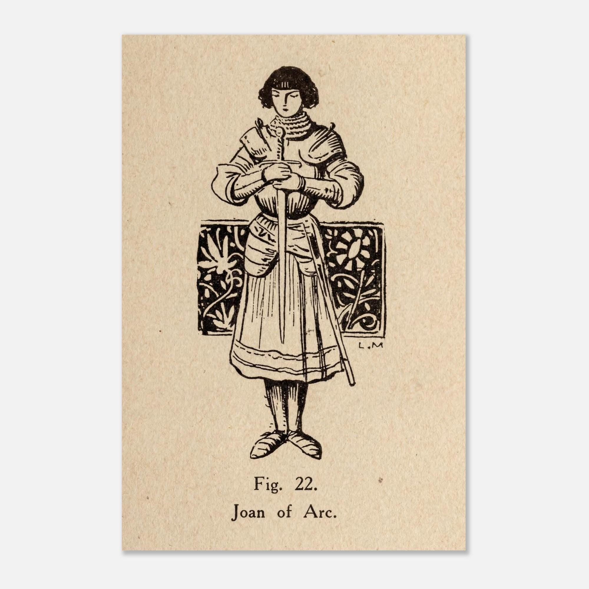 Joan of Arc Vintage Woodcut Art Print | Minimalist Medieval Knight Wall Art | Historical Saint Joan Poster | Unframed Art Print