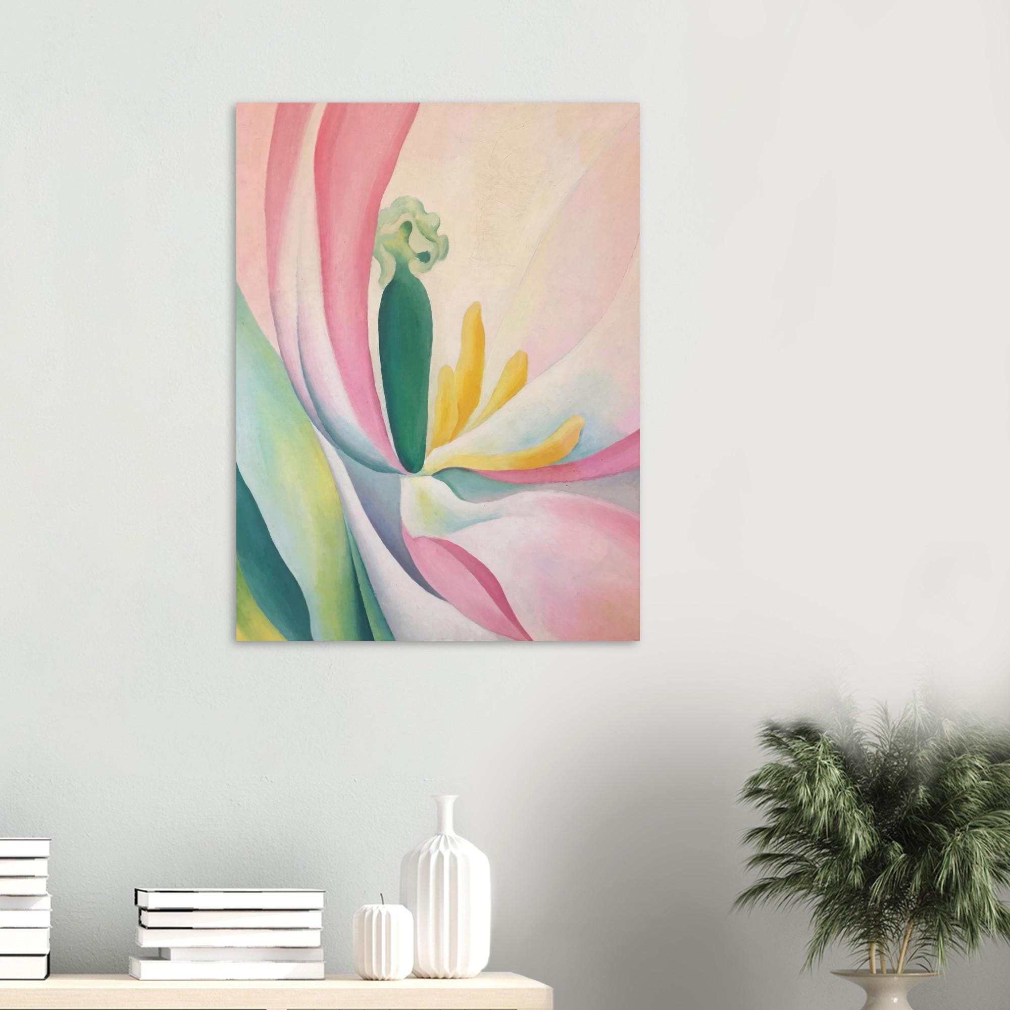 Georgia O Keeffe Pink Tulip Art Print Vintage Abstract Flower Oil Painting Modernist Gallery Wall Decor Gift Botanical Nature