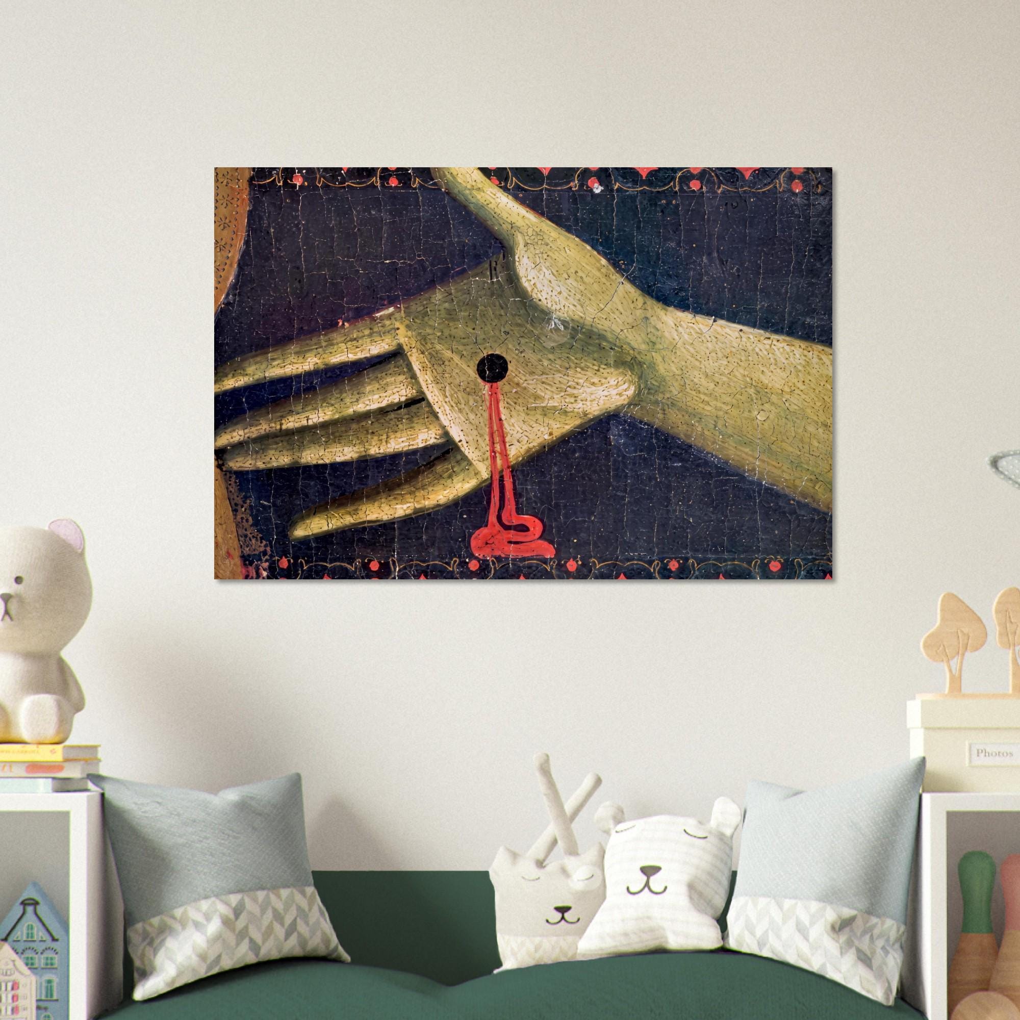 Medieval Stigmata Hand Art Print Gothic Wall Decor Sacred Religious Painting Canvas Poster Giclee Sacred Medieval Icons