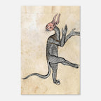 Weird Medieval Hybrid Creature Art Print, Oddity Marginalia Dancing Beast Poster, Illuminated Manuscript, Animals & Creatures