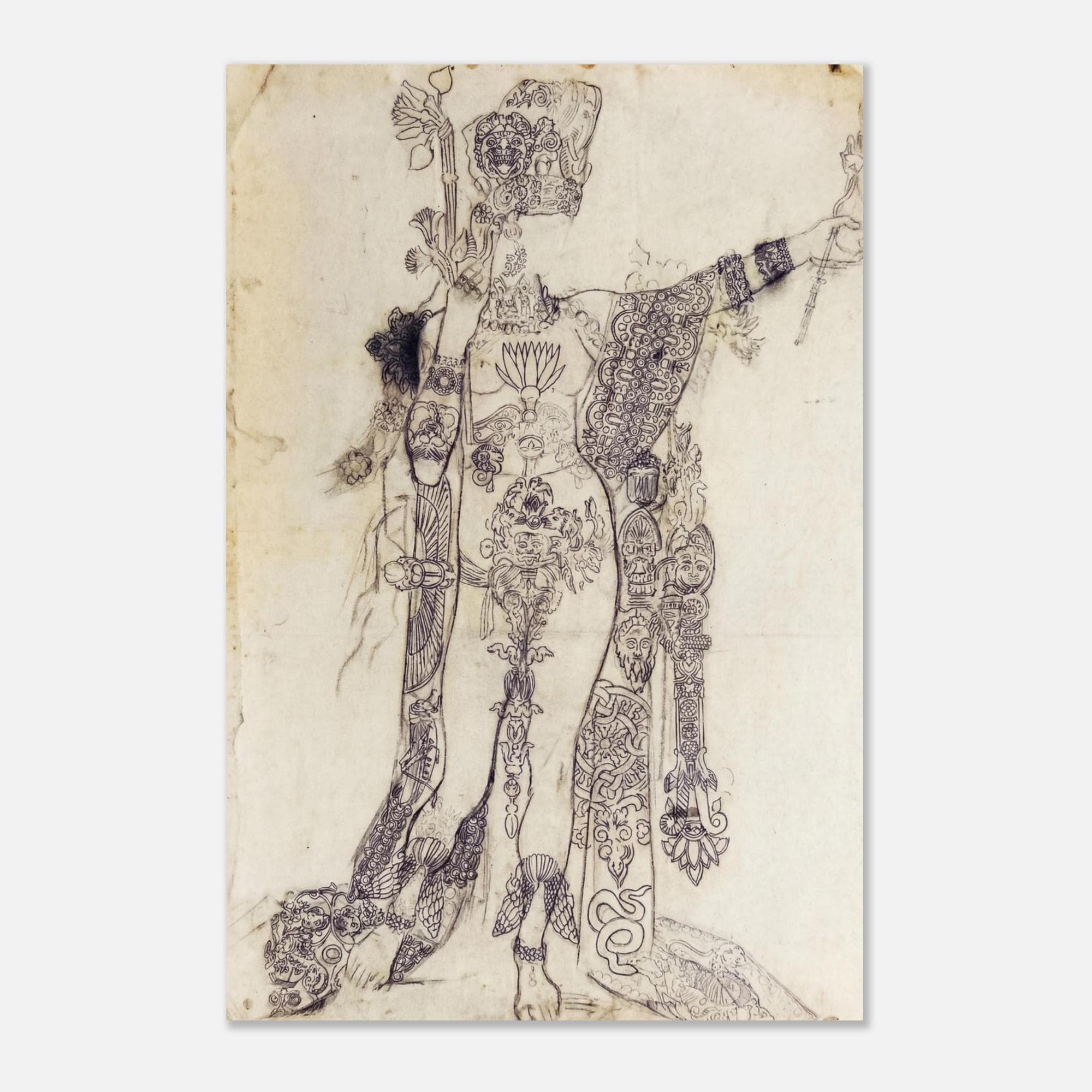 Symbolist Art Print | Gustave Moreau Mystical Goddess Wall Art | Dark Academia Decor | Vintage Ink Drawing | Occult Sketch