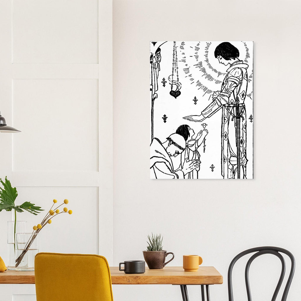 Joan Of Arc Vintage Art Print Ancient France Knight Wall Art Medieval Saints Illustration Catholic Canvas Poster Sacred Medieval Icons