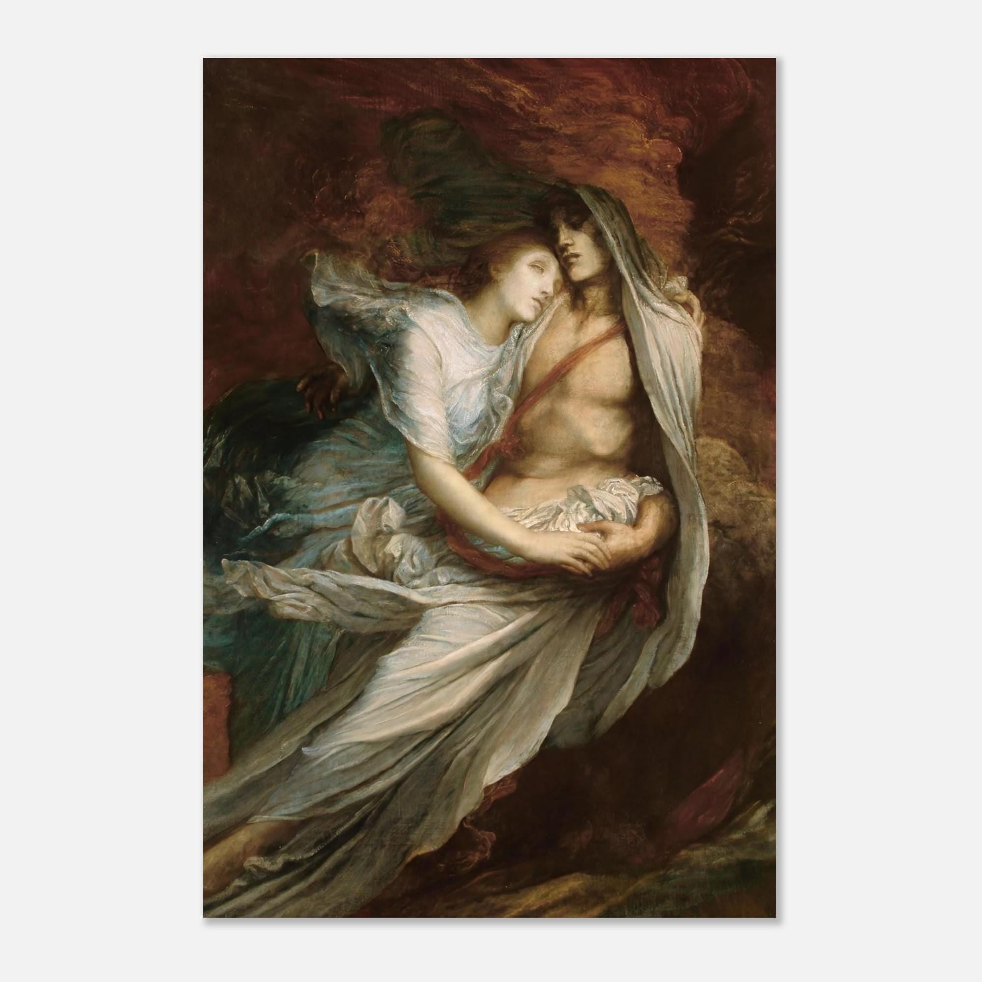 Paolo and Francesca G F Watts Art Print Moody Romanticism Wall Decor Dante s Inferno Gothic Wall Art Dark Academia Moody