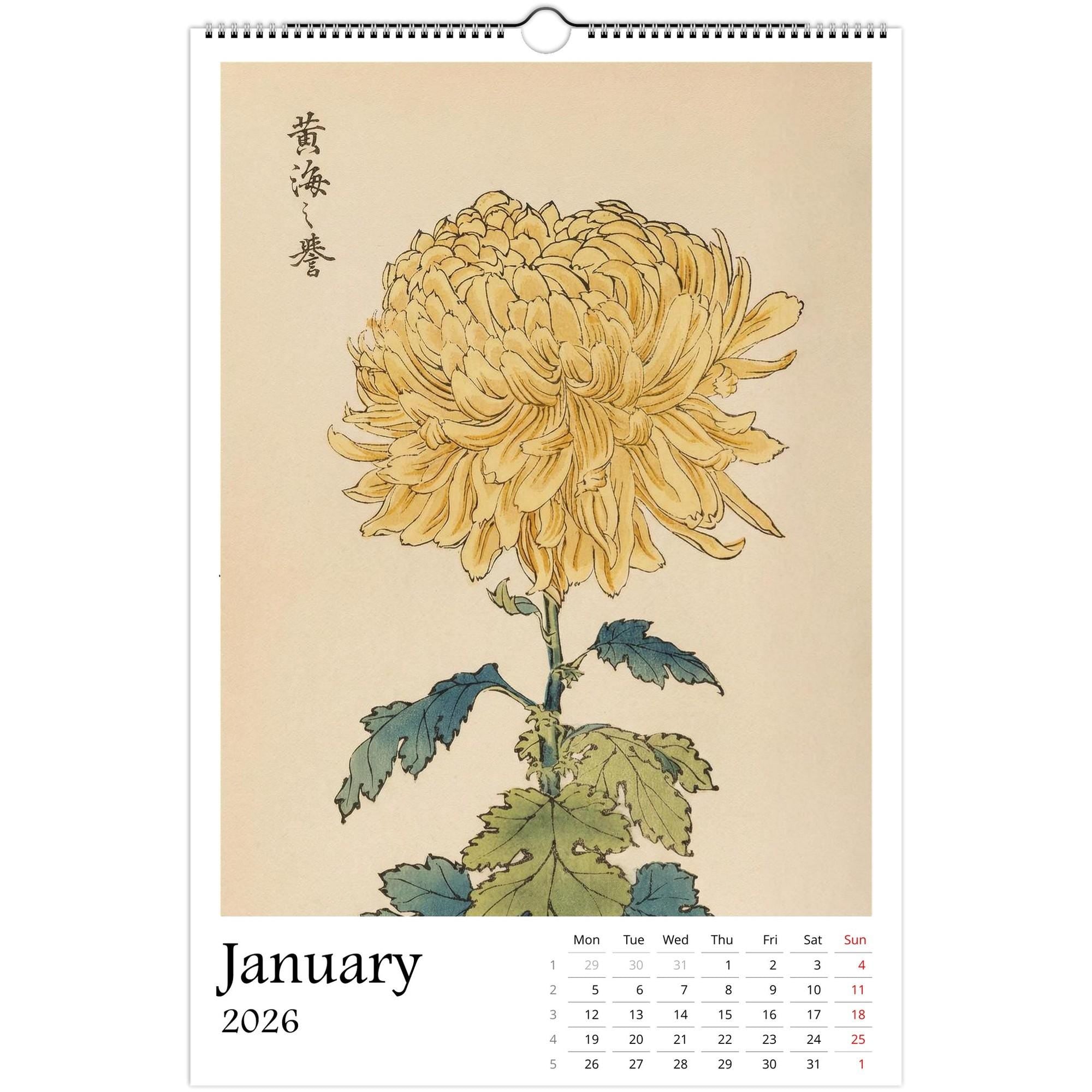 13 Artworks Of Vintage Botanical 2026 Wall Calendar 11x16.5, Keika Hasegawa, Japandi Floral Vibe, Plant Mom New Year Gift