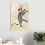 Weird Medieval Hybrid Creature Art Print, Oddity Marginalia Dancing Beast Poster, Illuminated Manuscript, Animals & Creatures