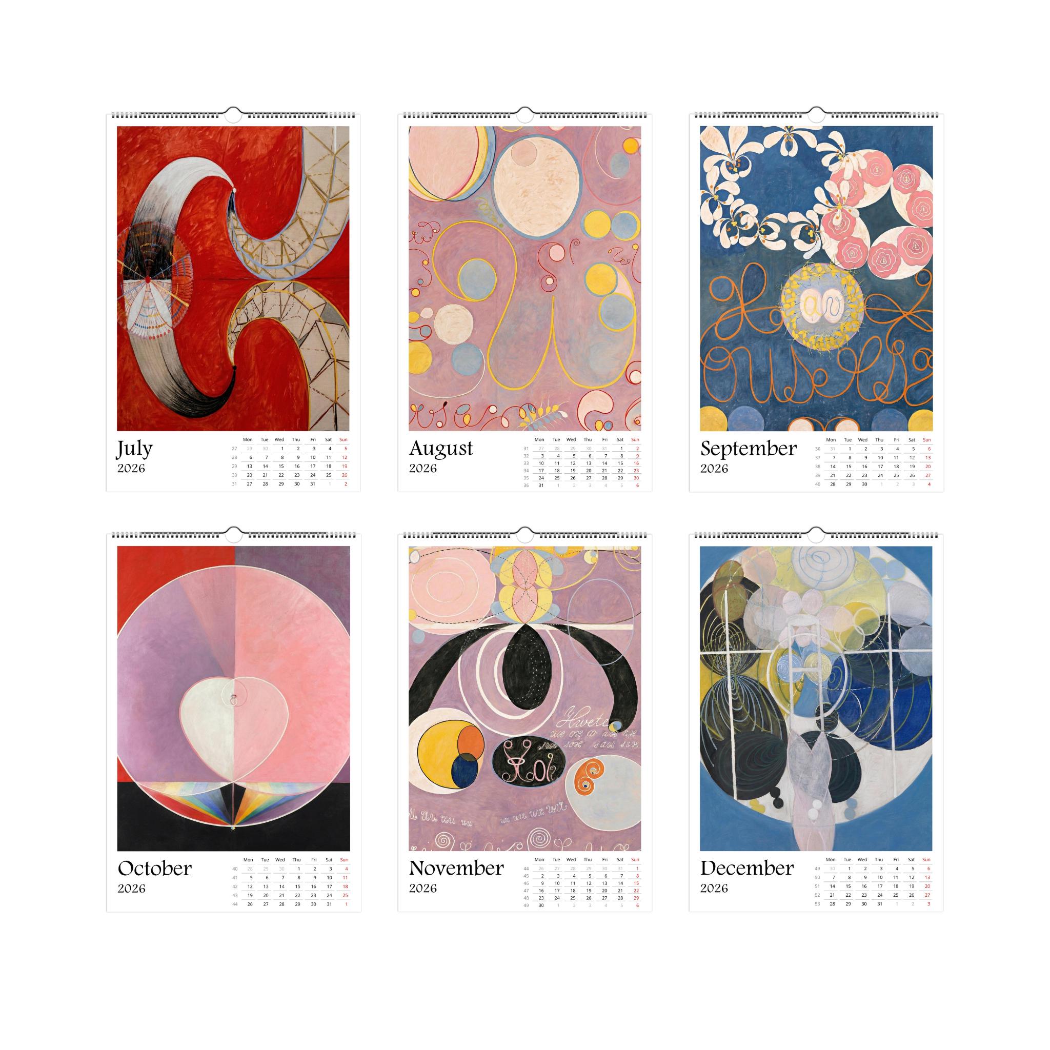 13 Artworks Of Spiritual Abstract Painting 2026 Wall Calendar 11x16.5, Hilma Af Klint, Mystical Calendar, Pastel Decor Gift